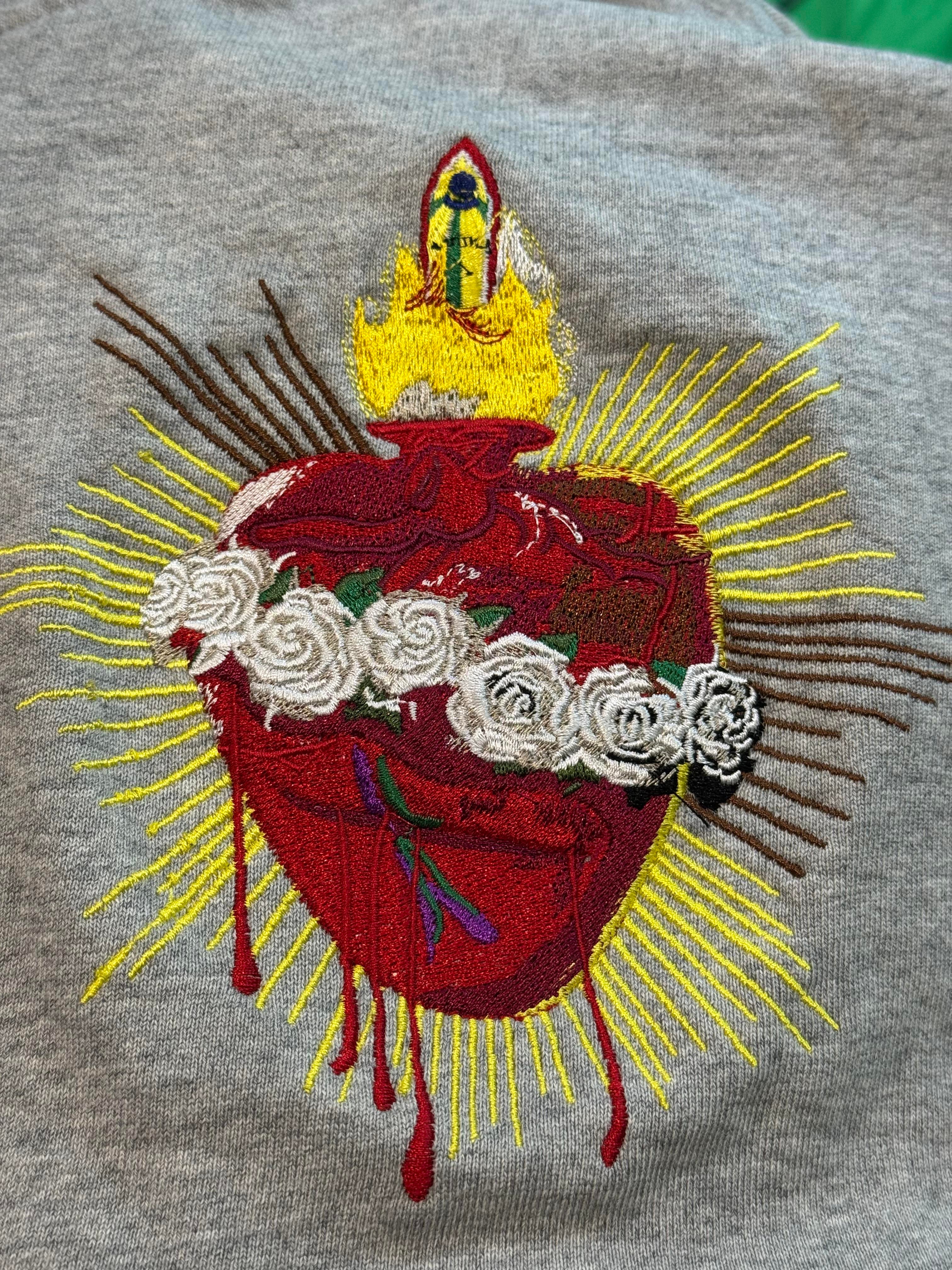 WDW Floral Heart Hoodie Grey