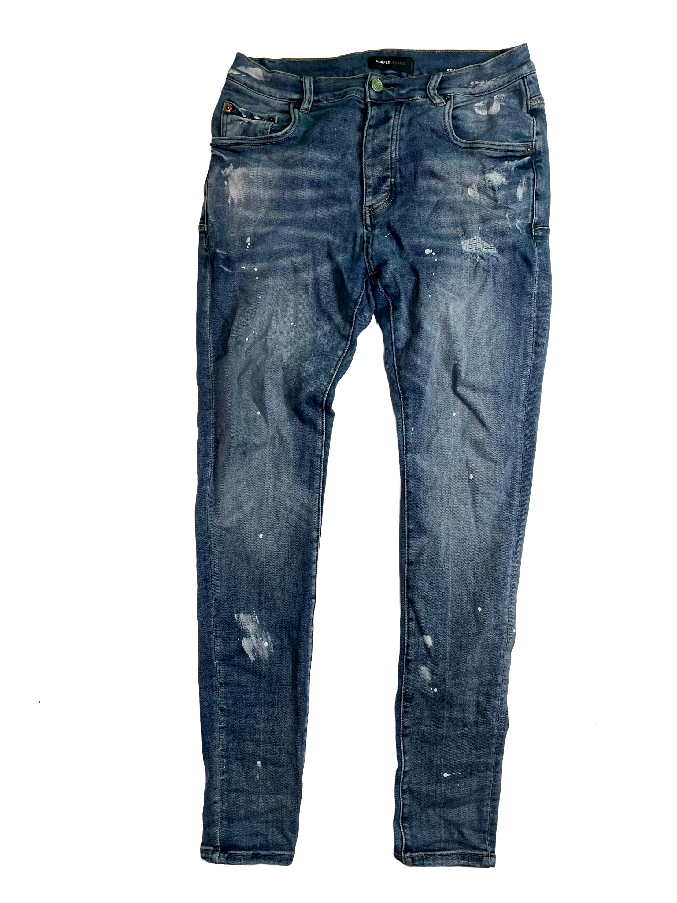 Purple Brand Splatter Dark Wash Jeans
