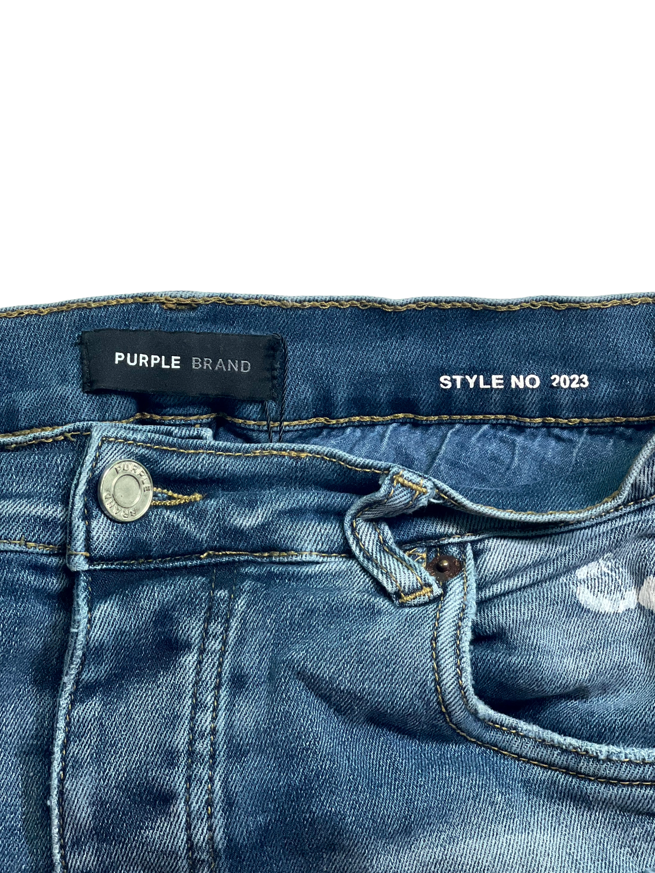 Purple Brand Splatter Dark Wash Jeans