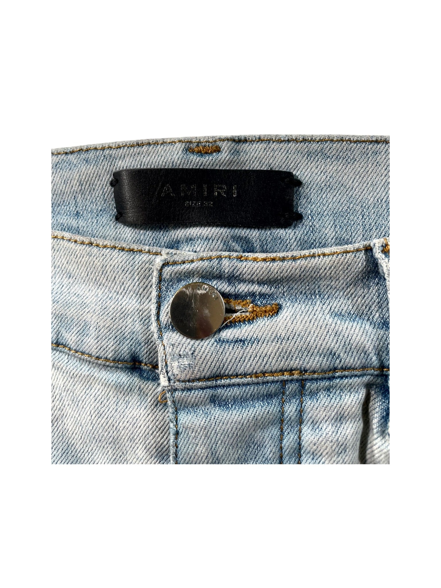 Amiri Tie Dye Patch "MX1" Light Wash Jeans