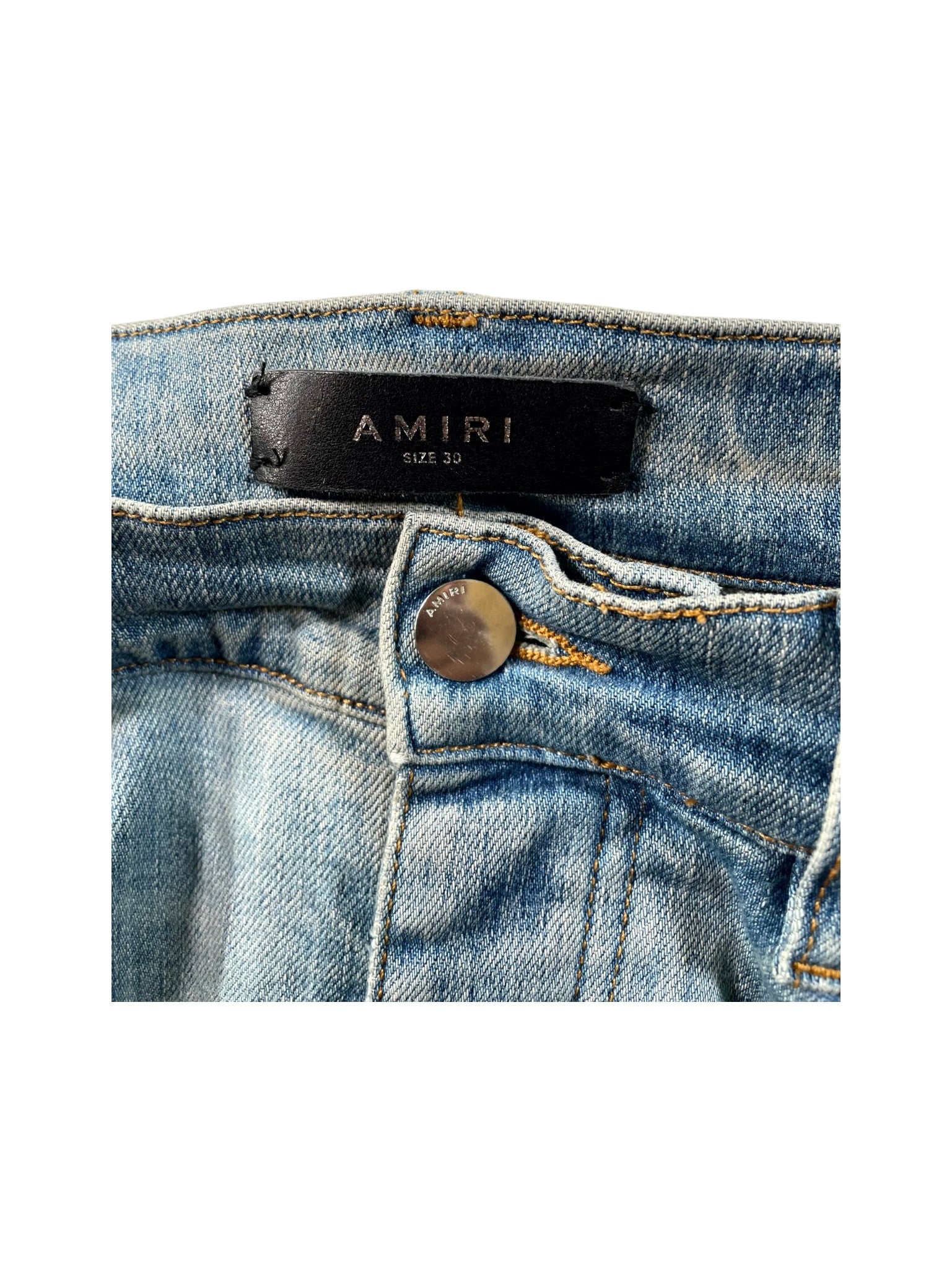 Amiri "MX1" Patch Light Wash, Baby Blue & Red Jeans