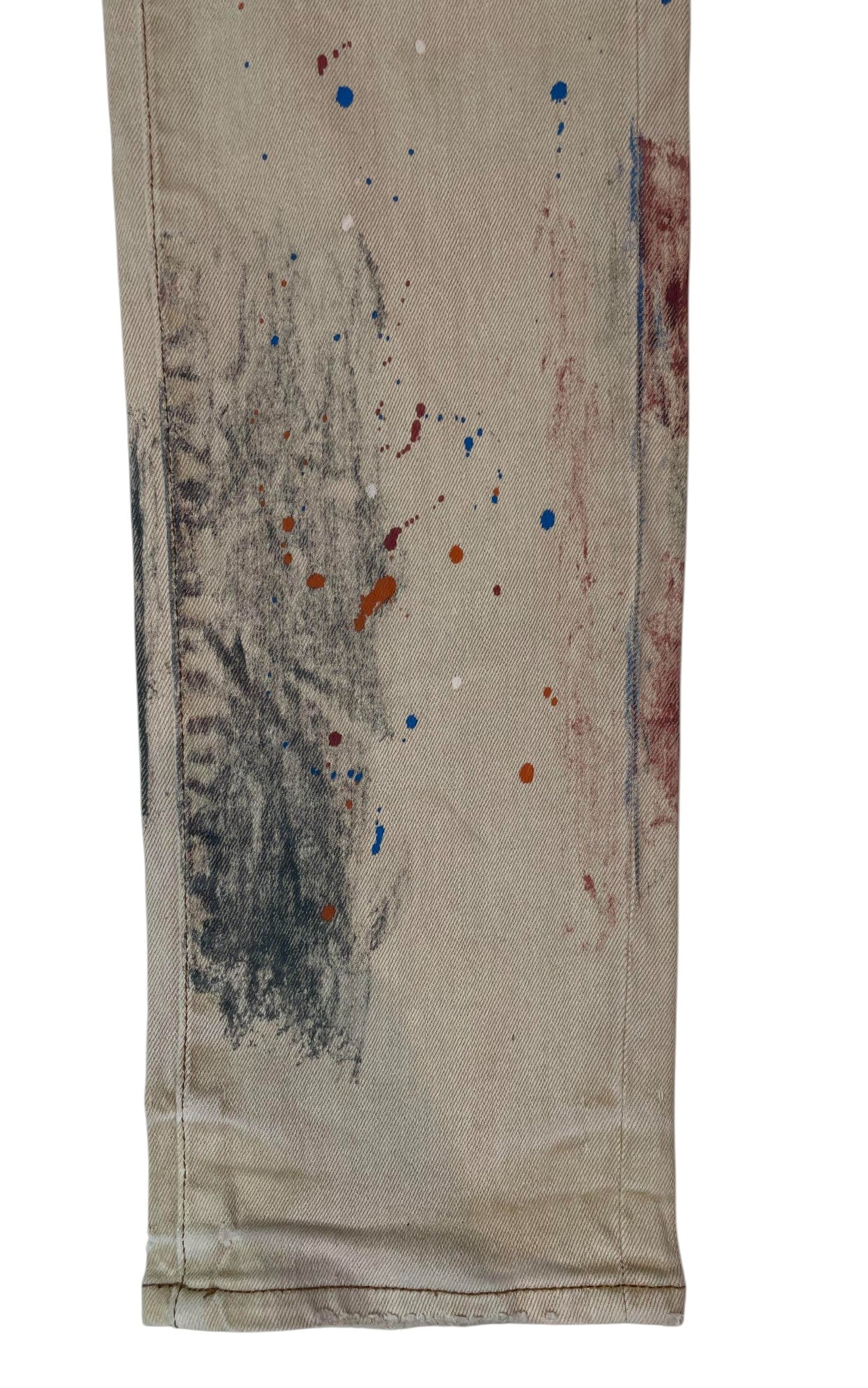 Purple Brand Paint Splatter Tan Jeans