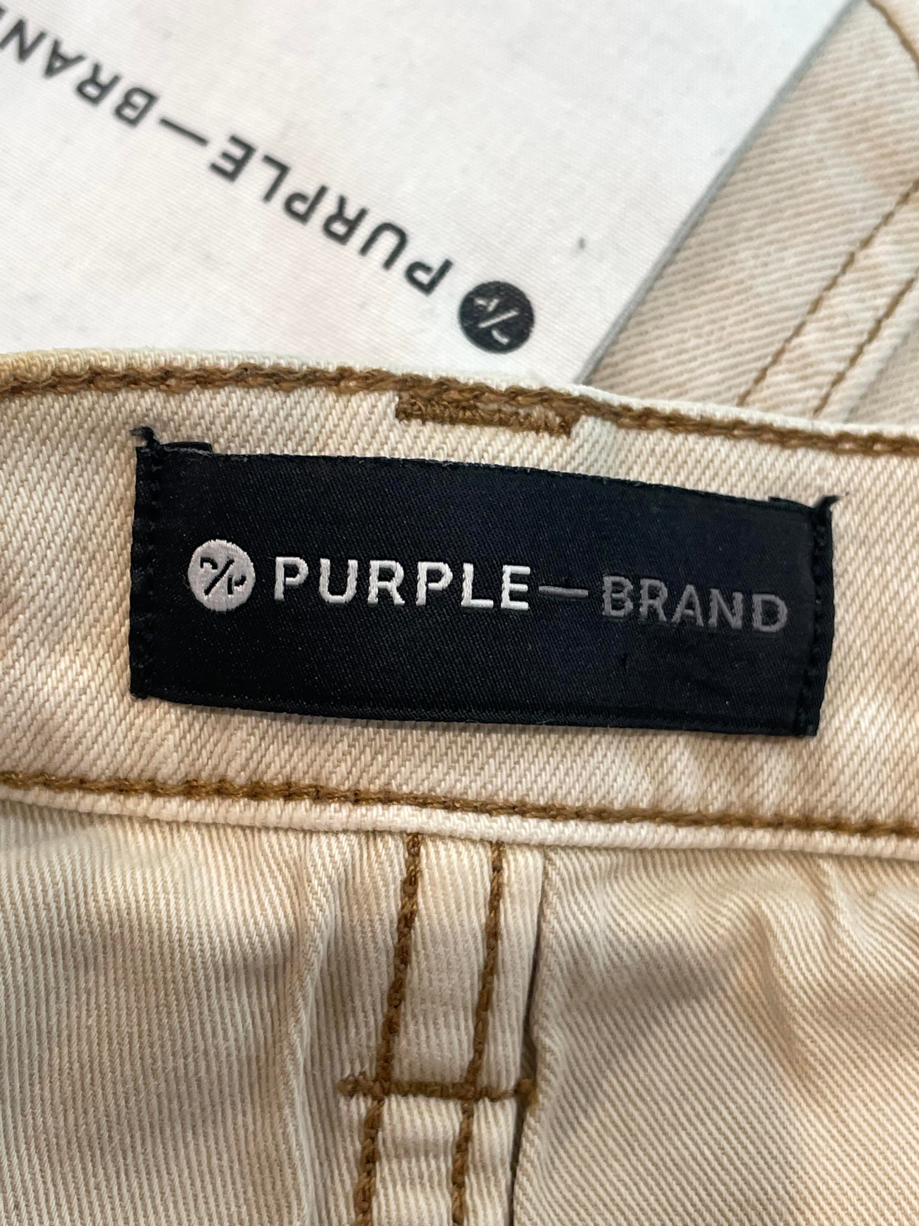 Purple Brand Paint Splatter Tan Jeans