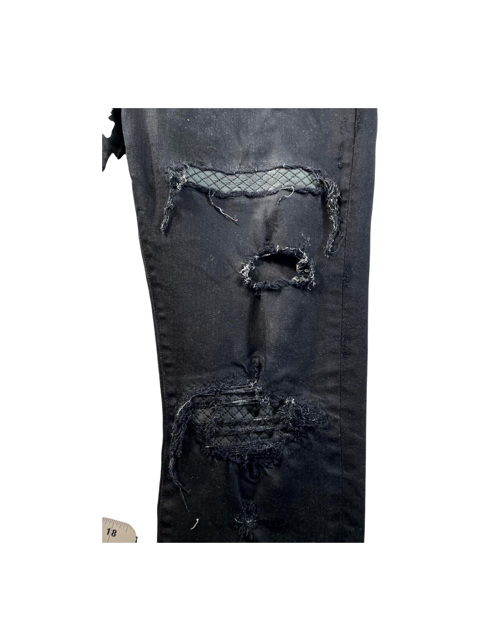 Amiri Leather Quilted Patch Black Jeans