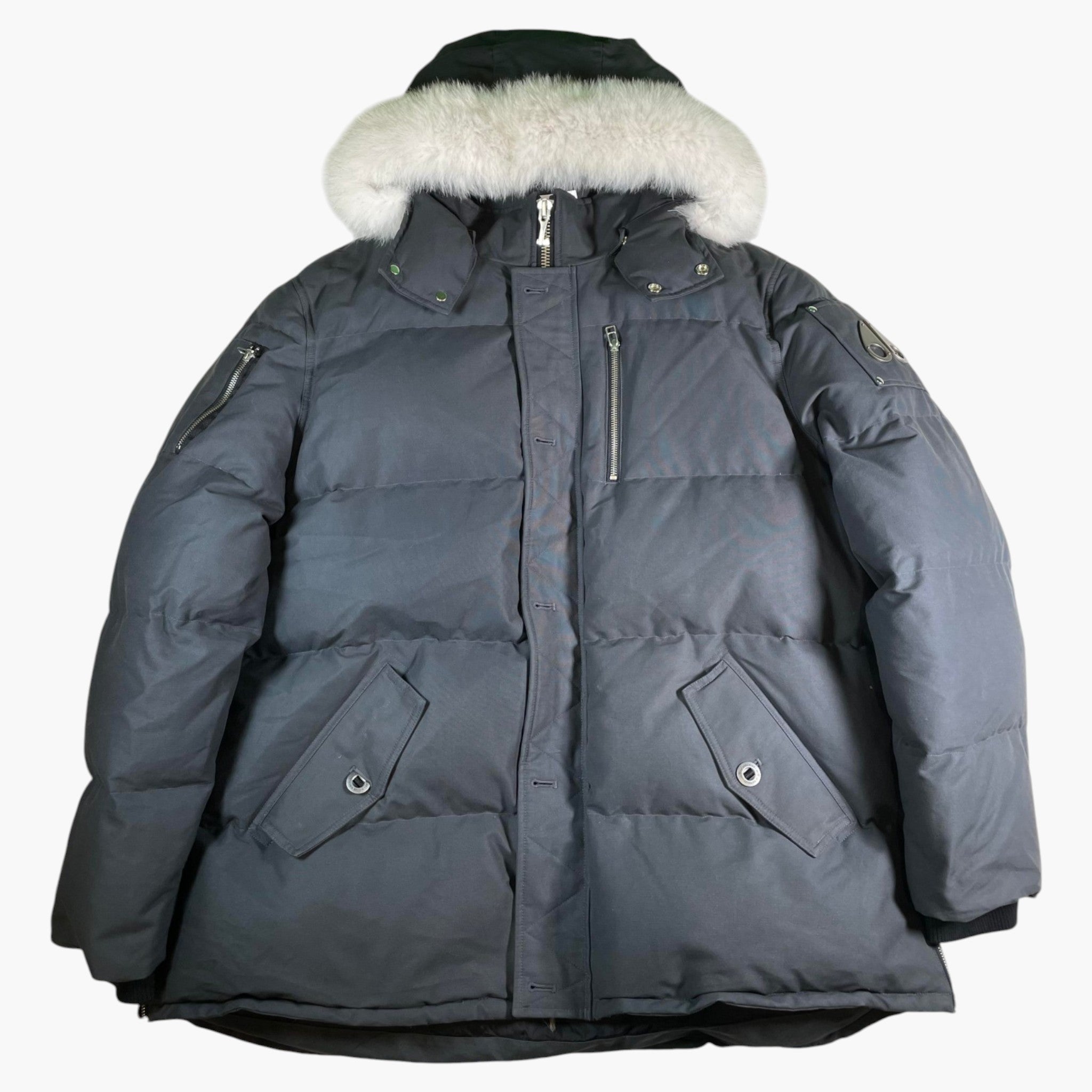 Moose Knuckles Fur 3Q Grey & White Jacket