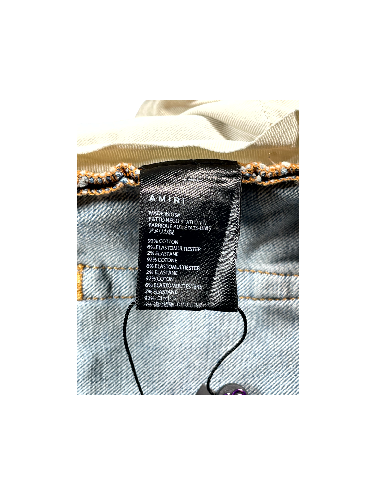 Amiri Plaid Patch MX1 Light Wash, Navy & Red Jeans