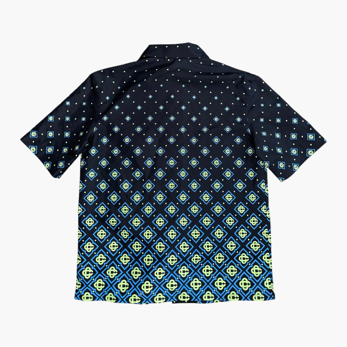 Casablanca Monogram Silk Blue & Neon Button Up Shirt