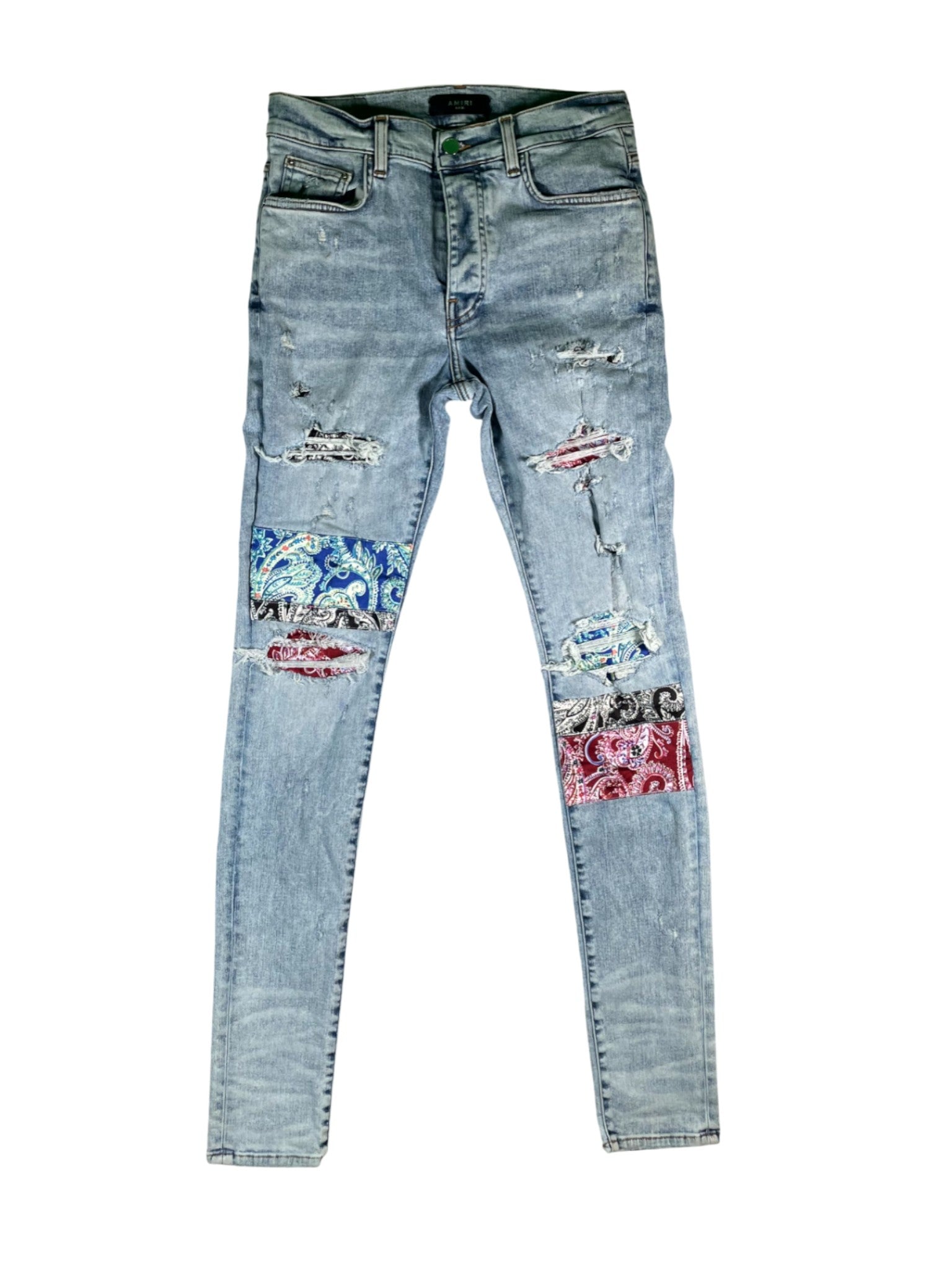 Amiri Pajama Patchwork Light Wash Jeans
