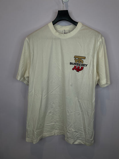 Burberry TB Logo Tee White Red Cream Used Medium