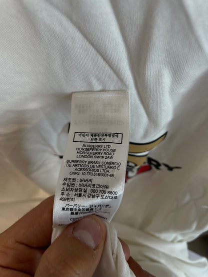 Burberry TB Logo Tee White Red Cream Used Medium