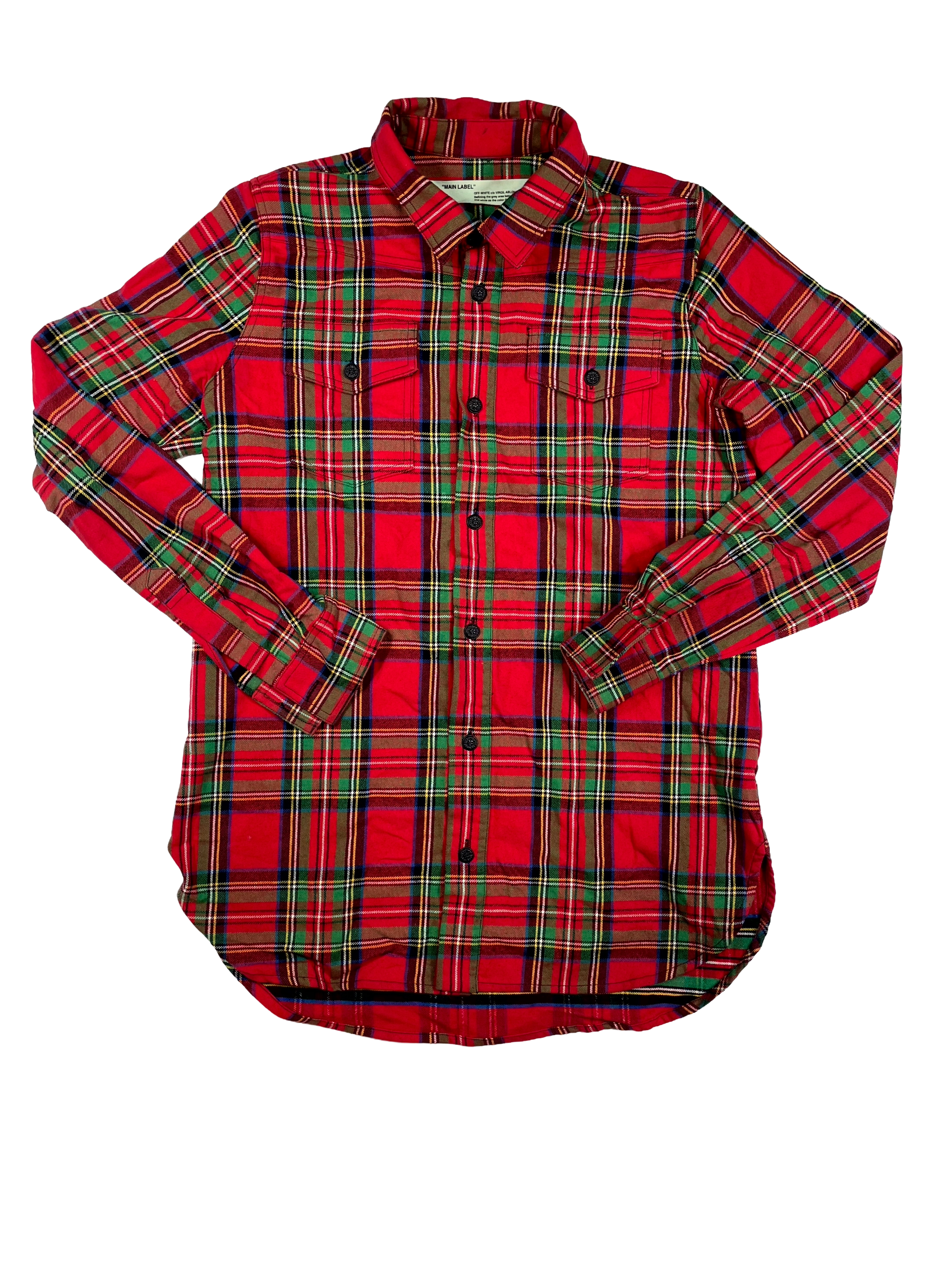 Off White Flannel Green & Red Shirt
