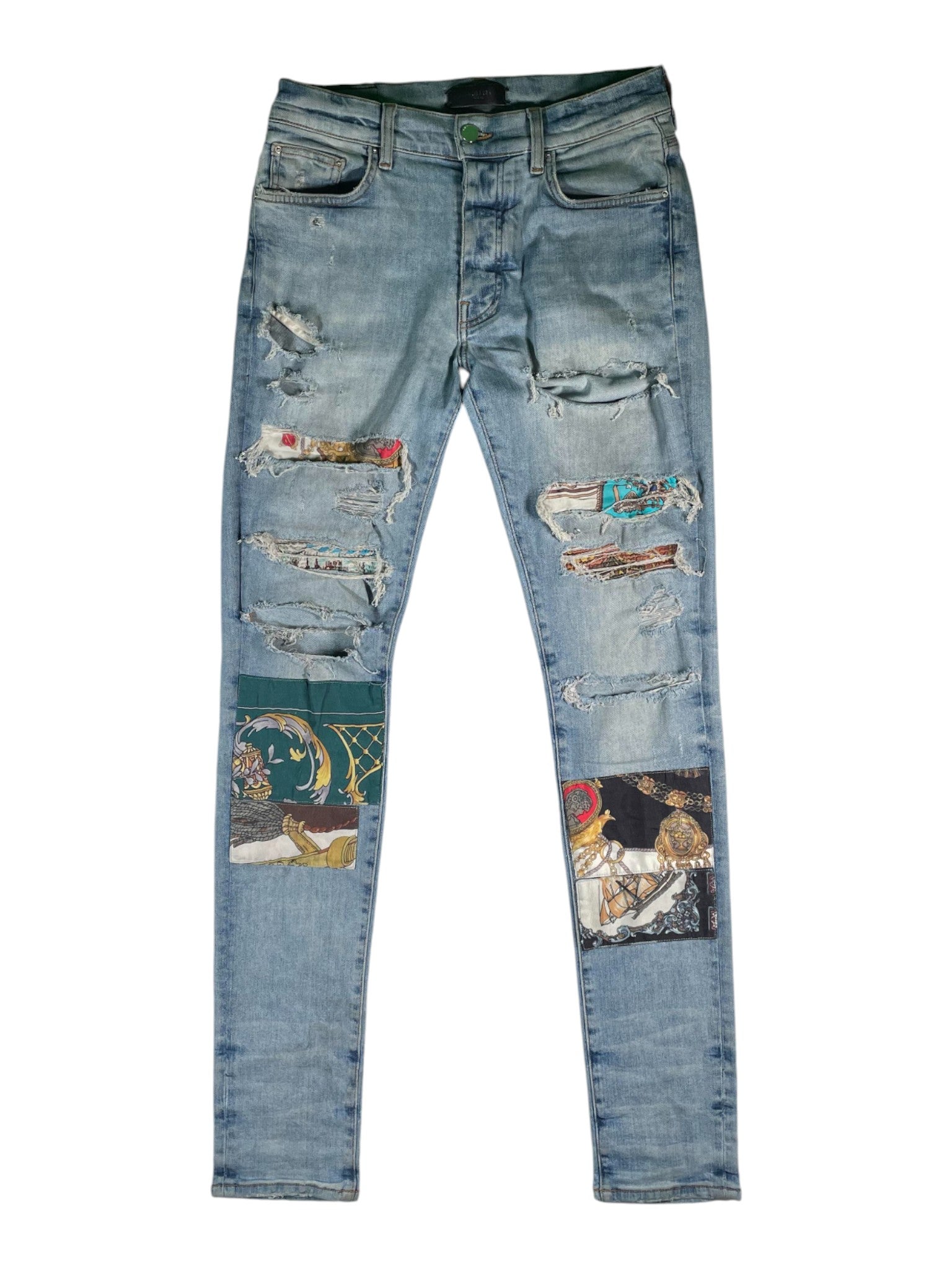 Amiri 'Art Patchwork' Light Wash Jeans