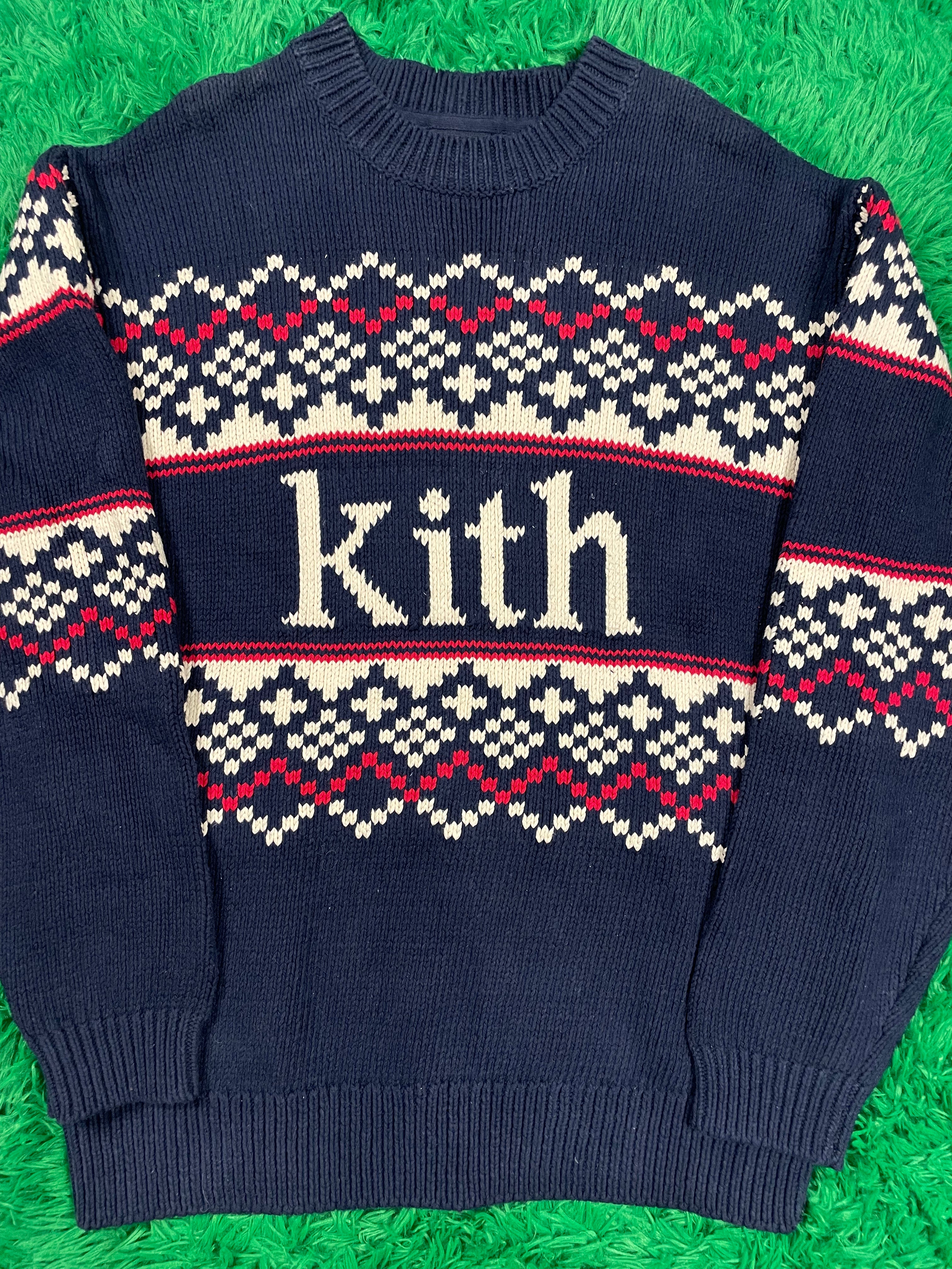 Kithmas Center Logo Knit Sweater Navy Medium New