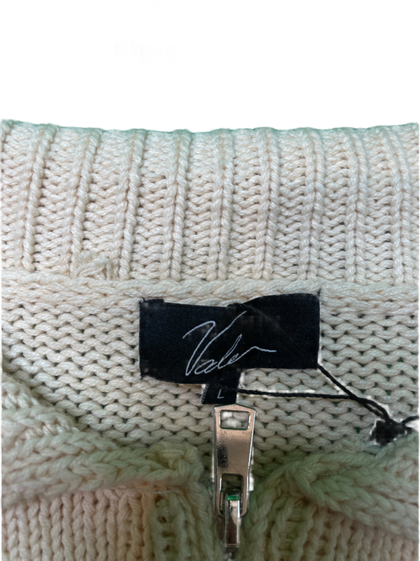 VALE Knit Zip Up Cream Sweater