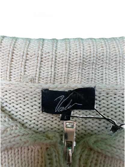 VALE Knit Zip Up Cream Sweater