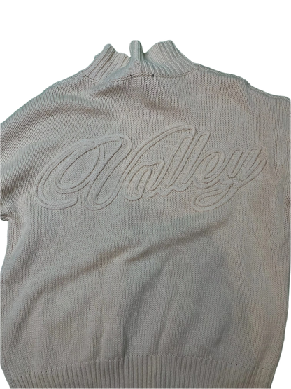 VALE Knit Zip Up Cream Sweater