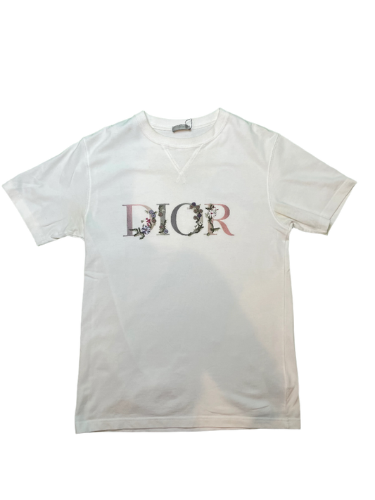 Dior Floral Chest Logo White Tee