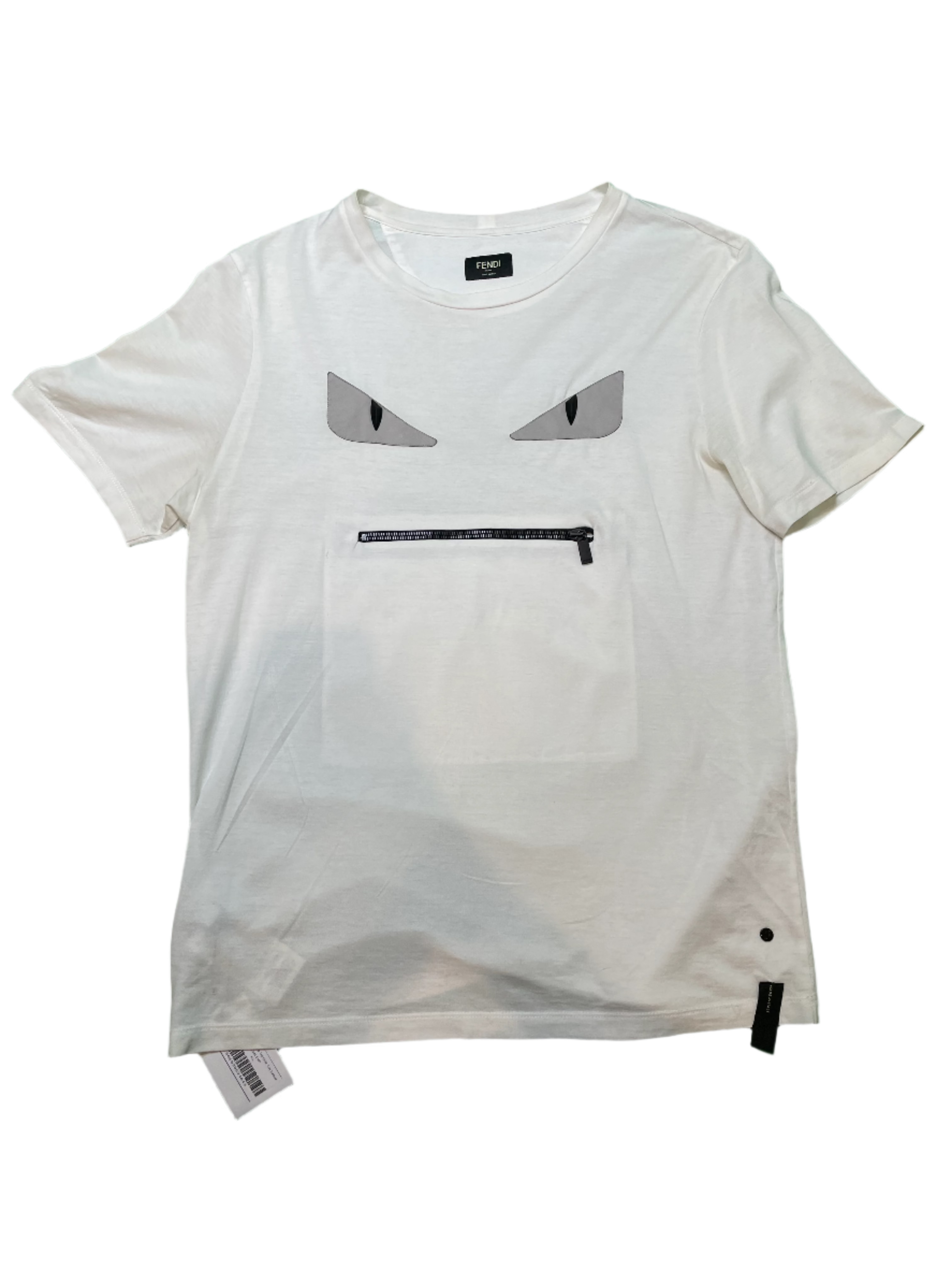 Fendi Eye Monster Zip White & Grey Tee