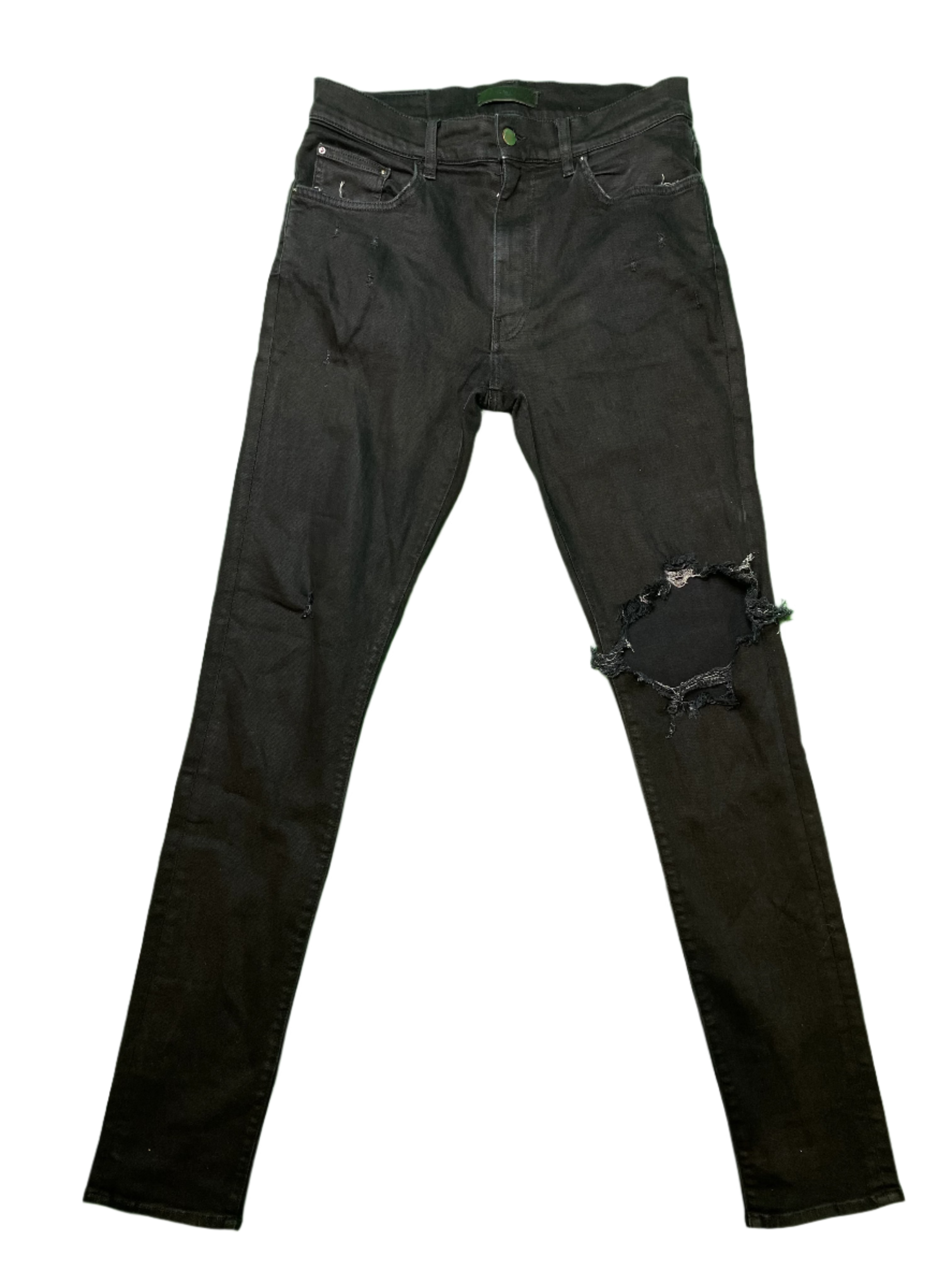 Amiri Thrasher Plain Knee Rip Black Jeans