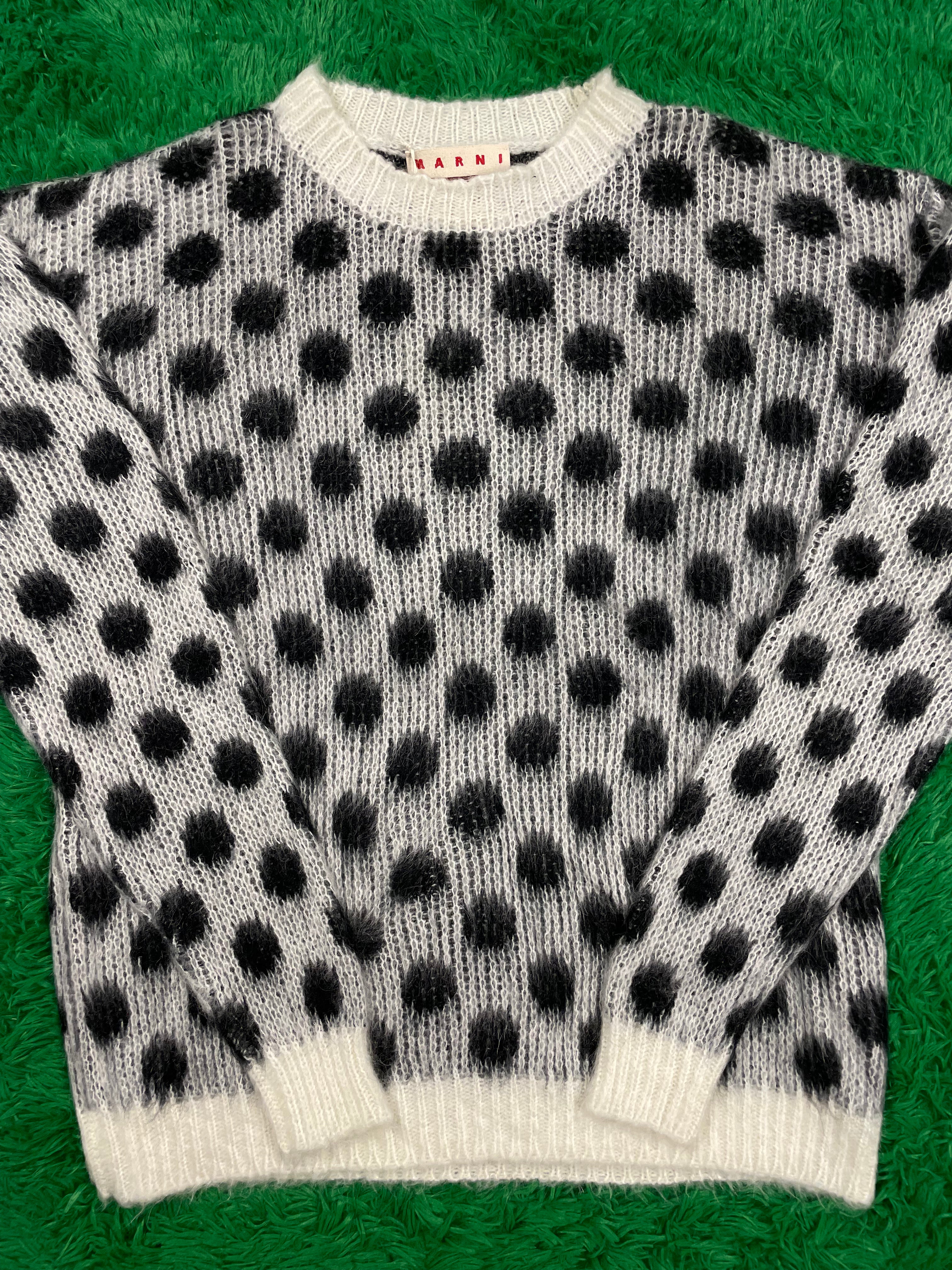 Marni Brushed Dots Fuzzy Wuzzy Round Neck Sweater 56 New