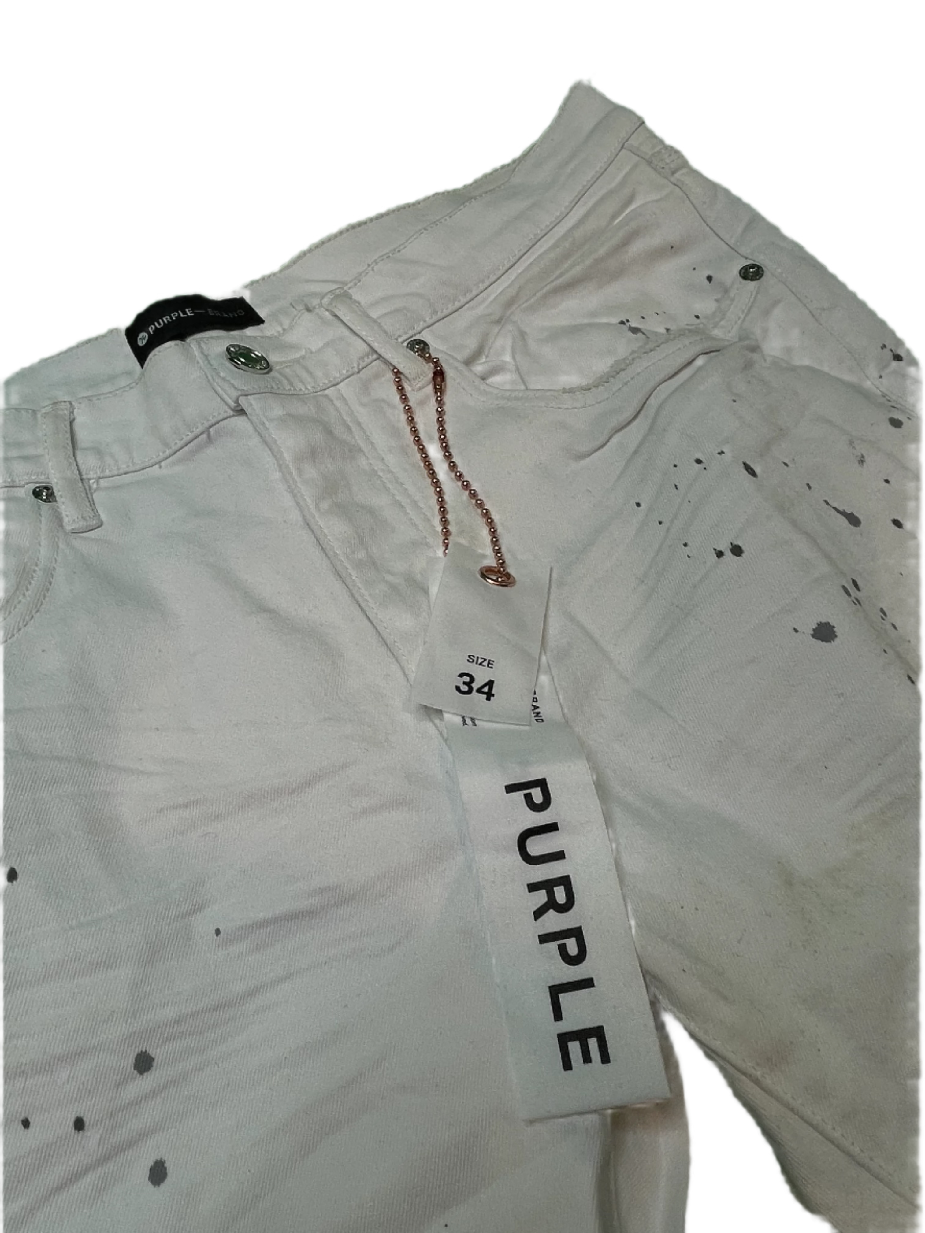 Purple Black Splatter White Jeans