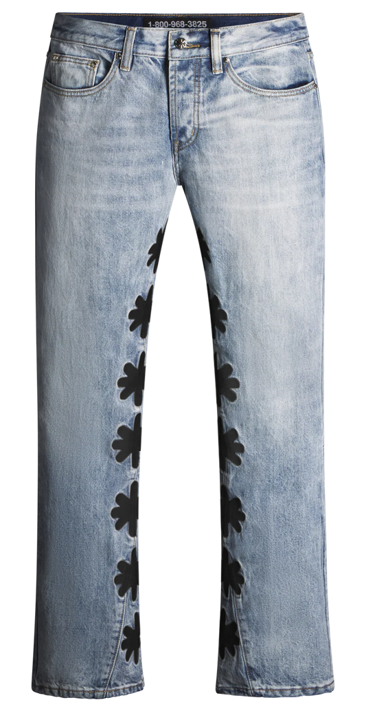 LOST SHDWS Denim Black Logo Light Wash Blue Jeans