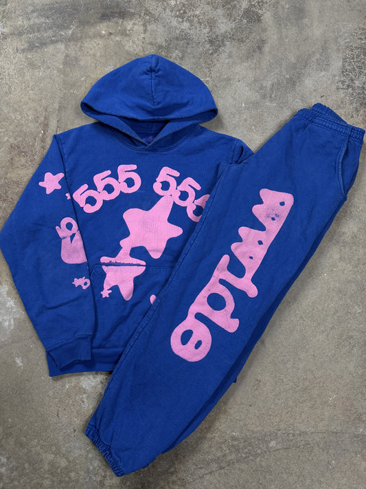 Sp5der Sweatsuit Navy Pink Used Small