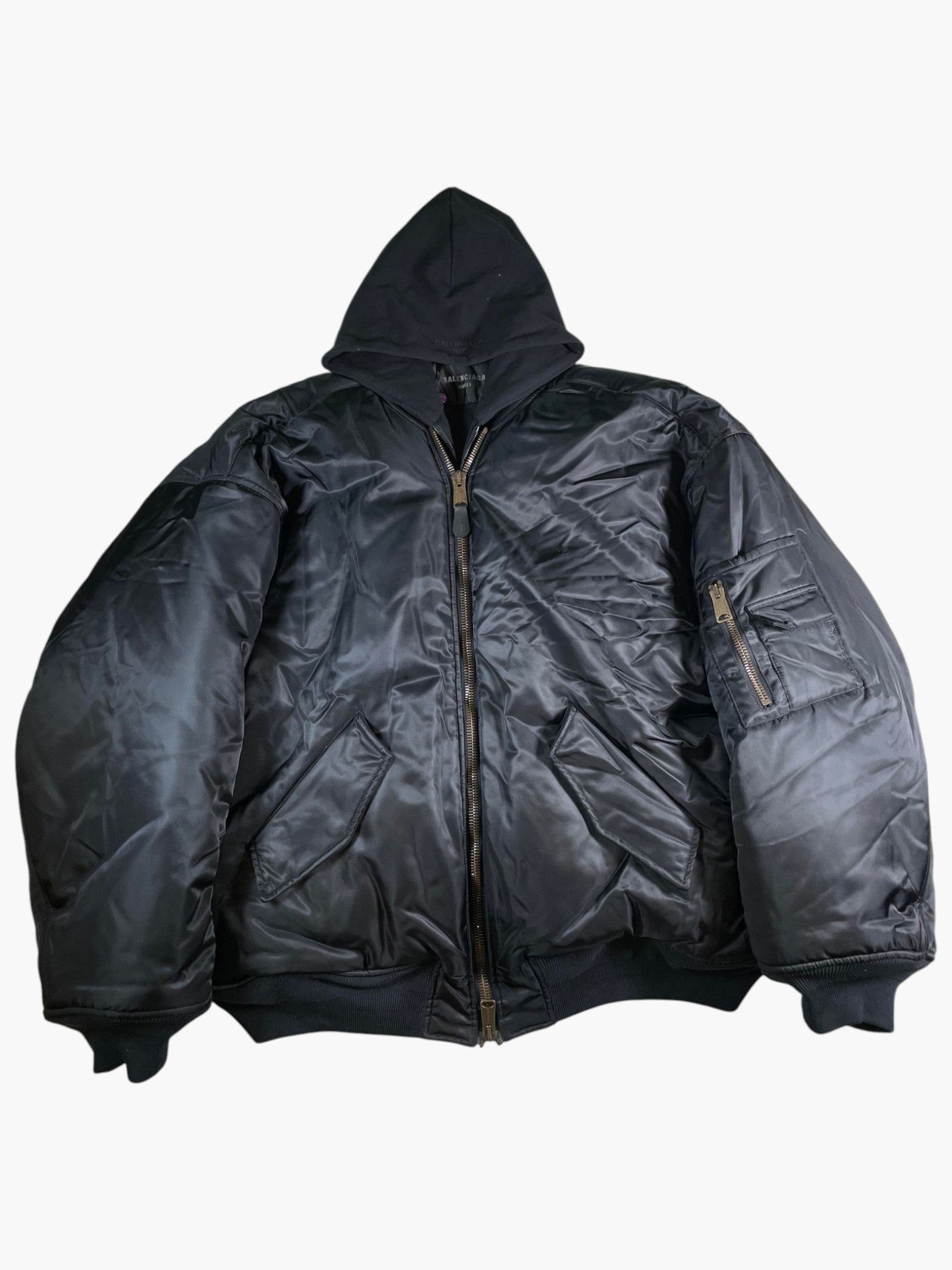 Balenciaga All In Hybrid Black Bomber Jacket