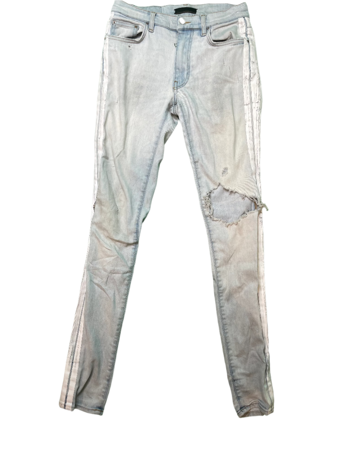 Amiri Light Wash White Stripe Blue Jeans