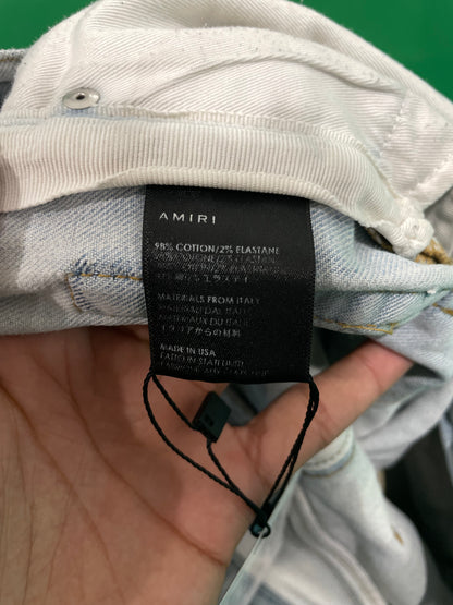 Amiri Light Wash White Stripe Blue Jeans