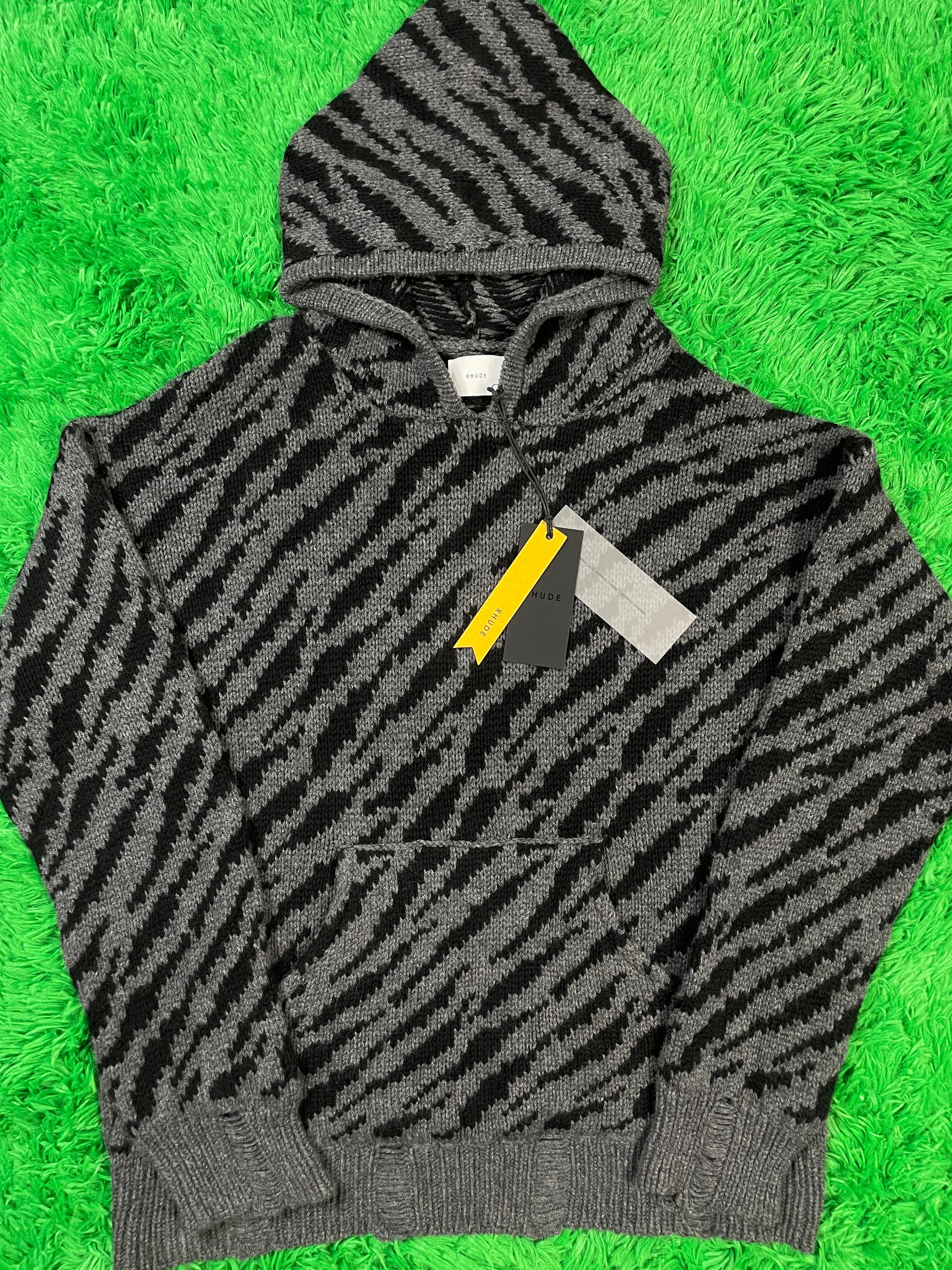 Rhude Zebra Knit Hoodie Medium New