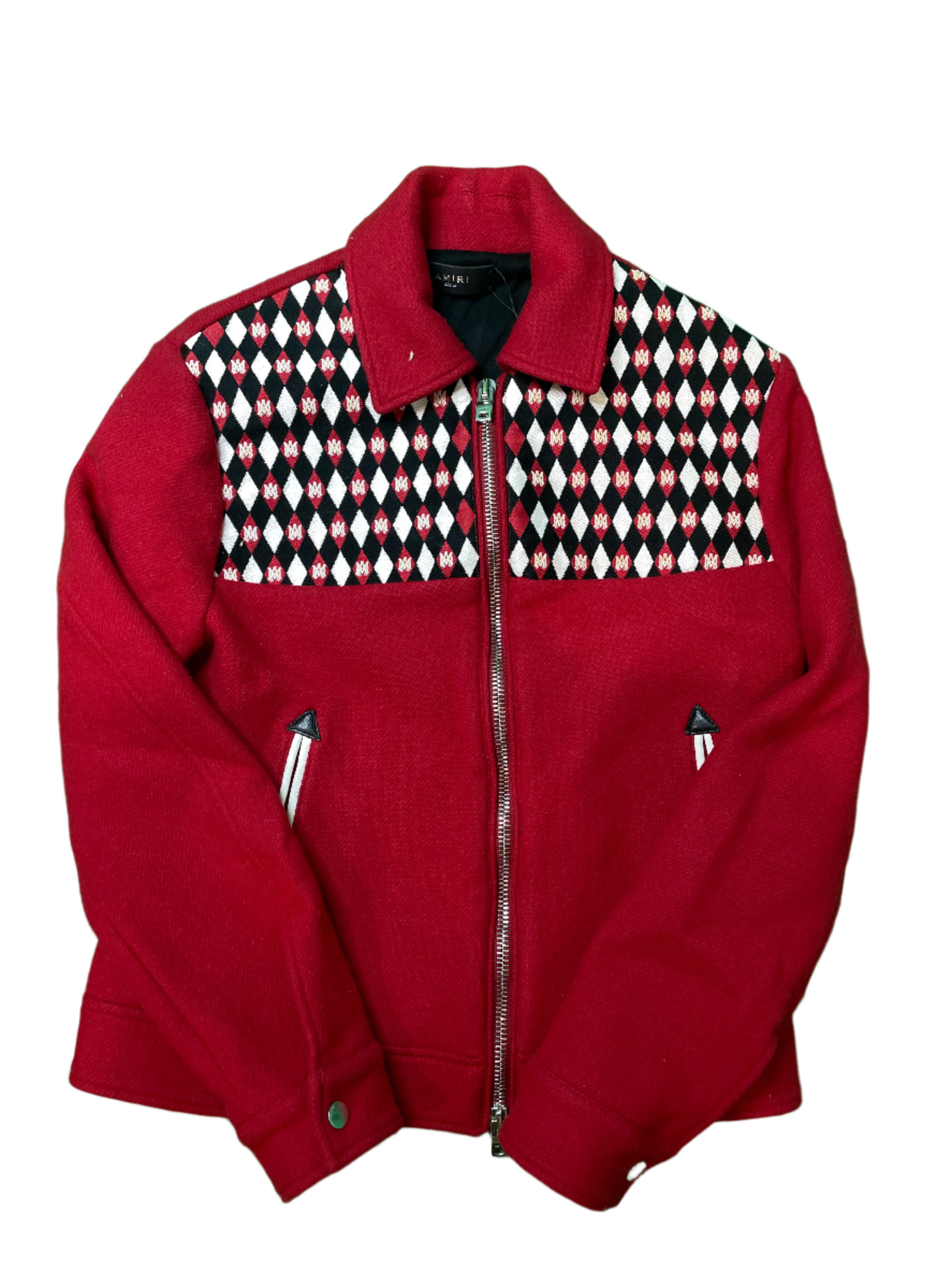 Amiri MA Diamond Logo Red Varsity Jacket