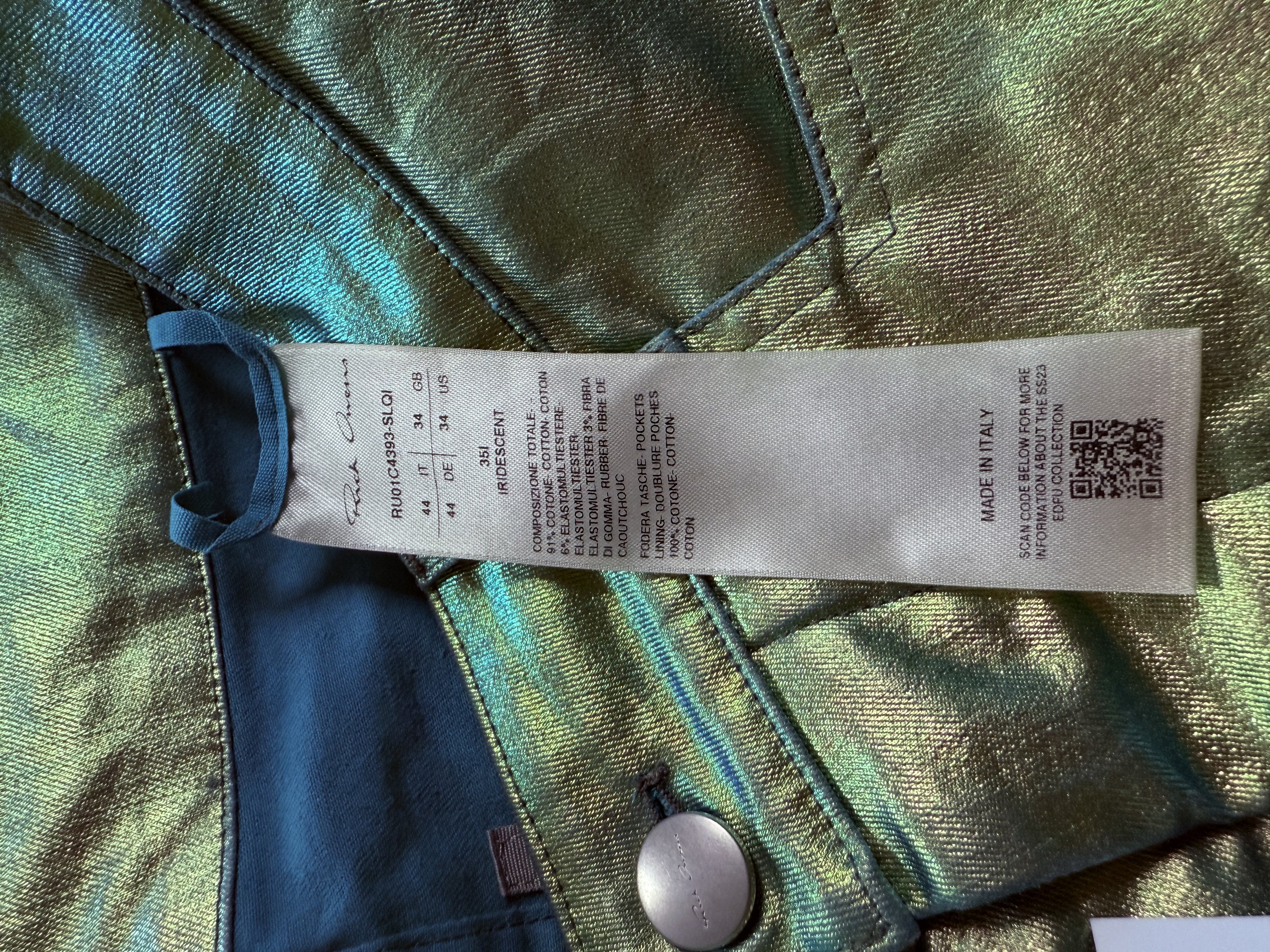 Rick Owen Metallic Jeans Used 34