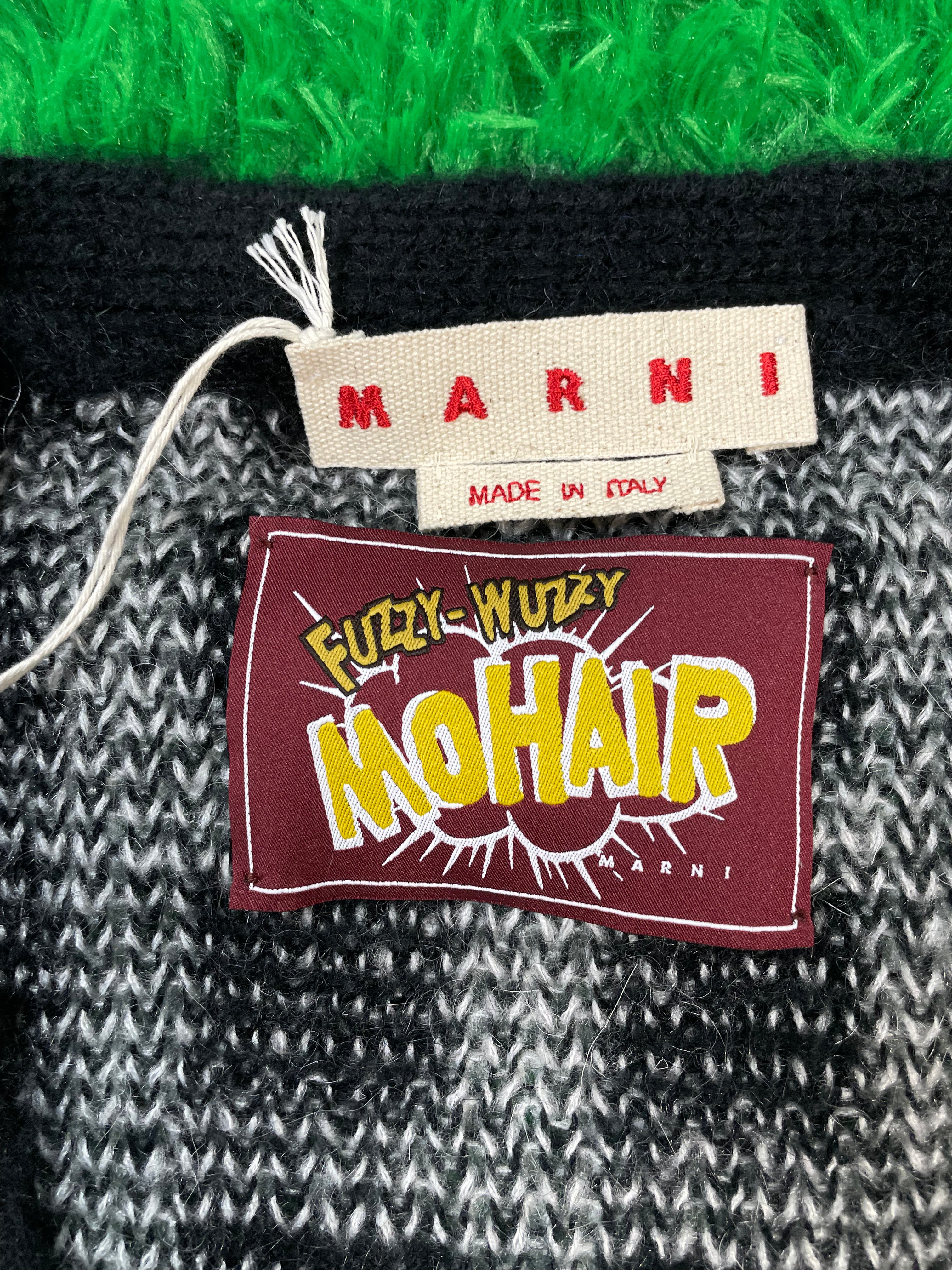 Marni Brushed Check Fuzzy Wuzzy Black Cardigan
