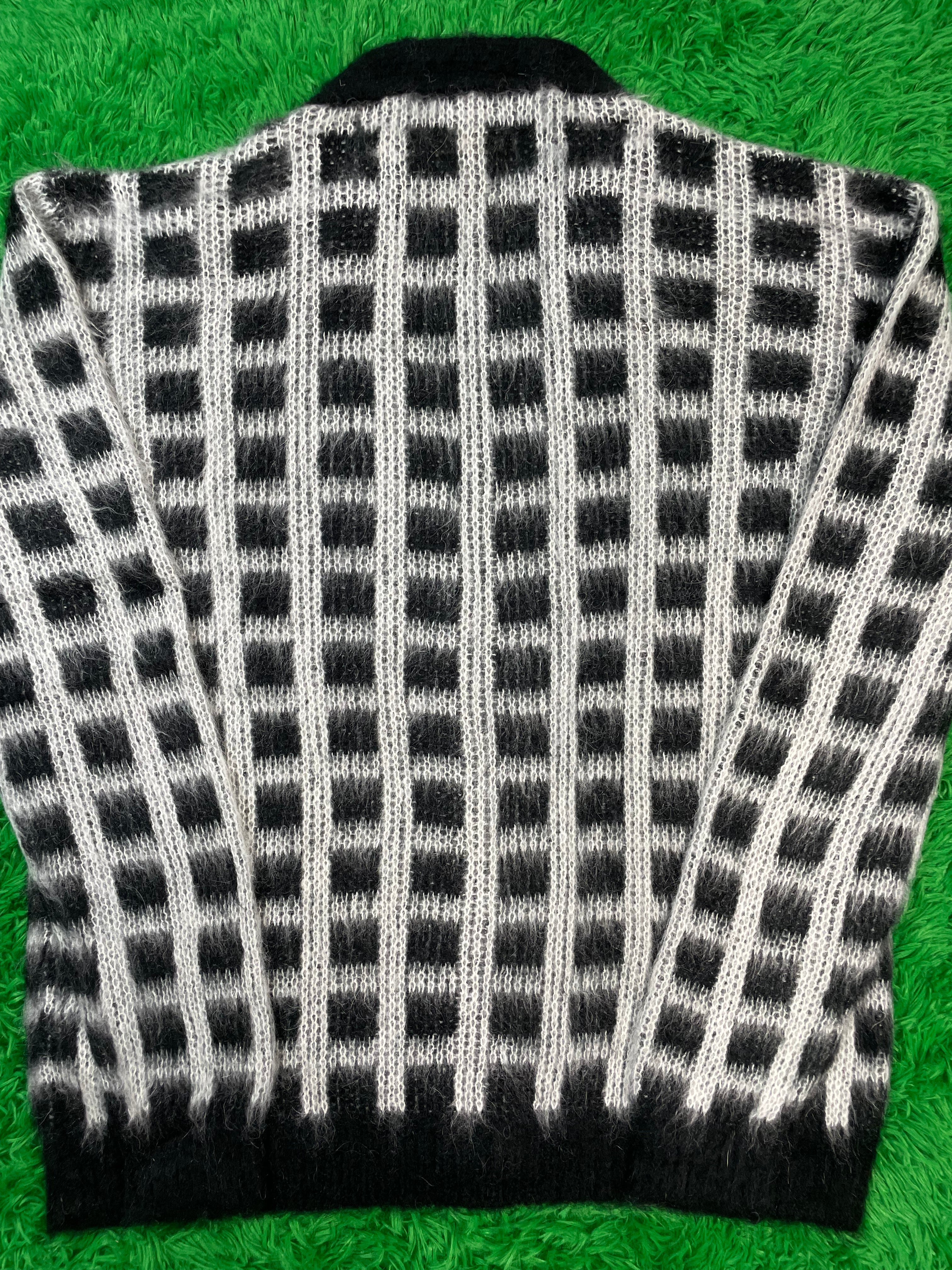 Marni Brushed Check Fuzzy Wuzzy Black Cardigan