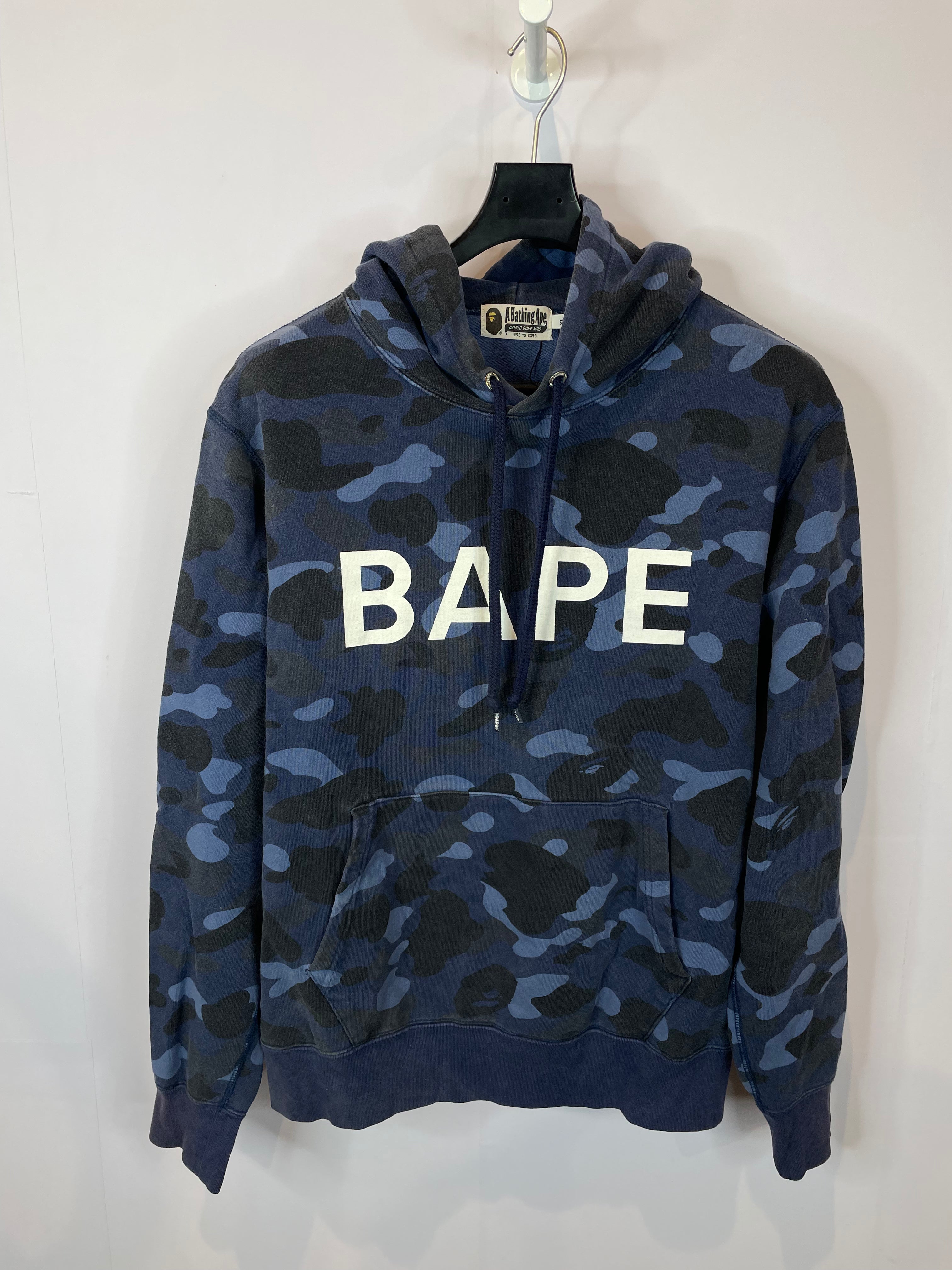 BAPE Classic Logo Hoodie Navy Camo Used XL