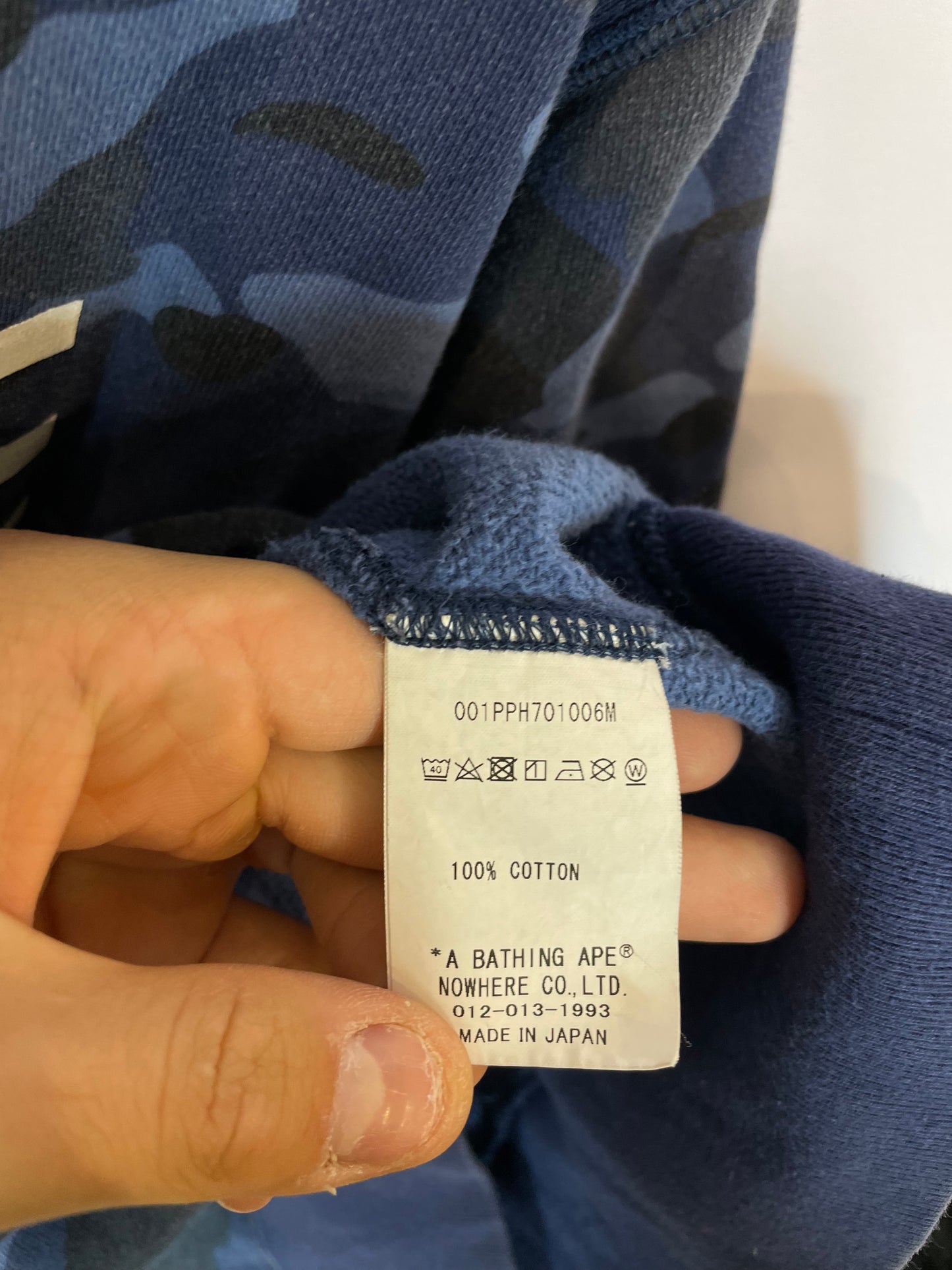 BAPE Classic Logo Hoodie Navy Camo Used XL