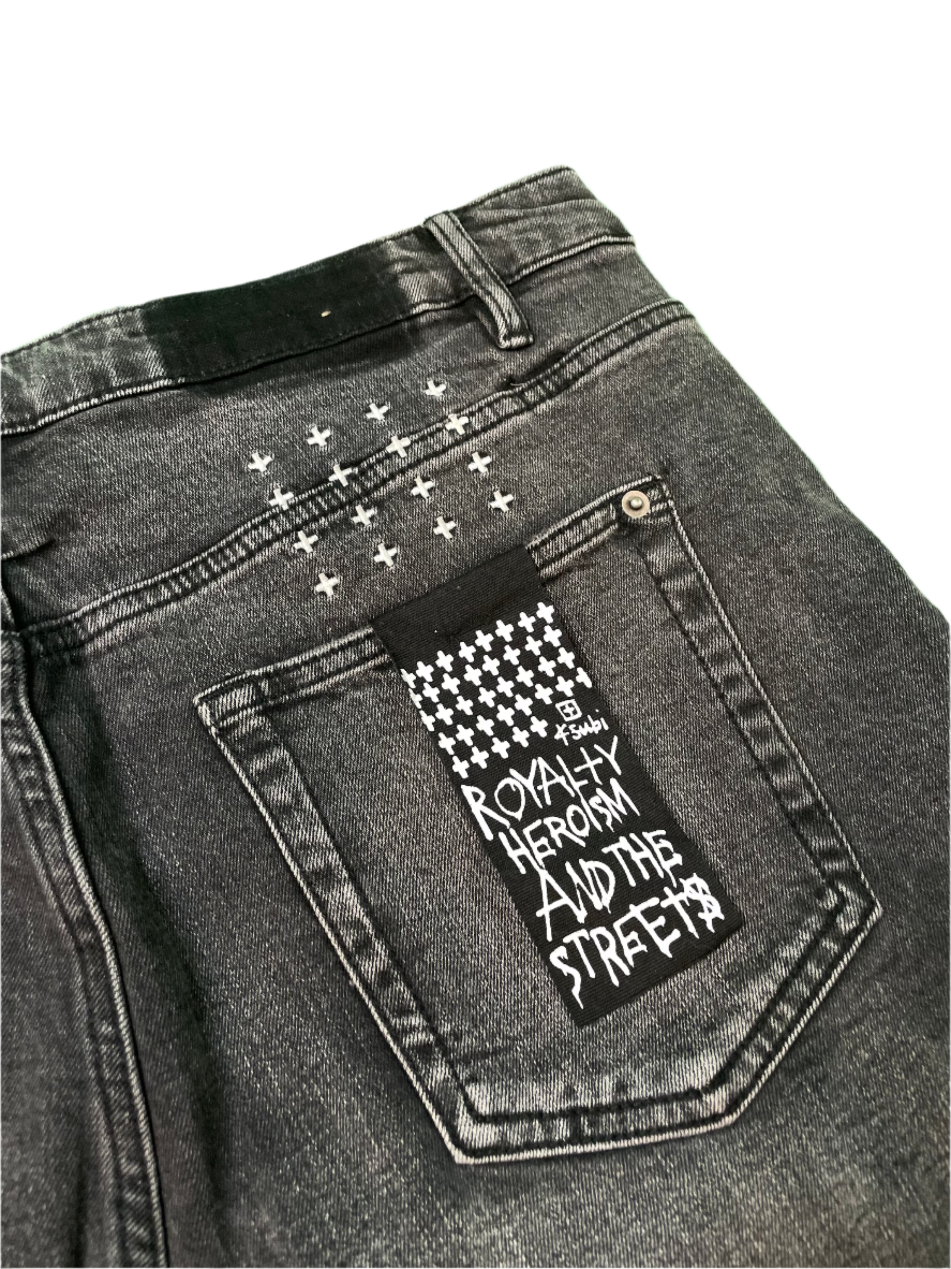 Ksubi Light Wash Black Patch Black Shorts