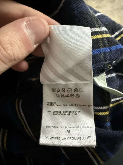 Off White Spray Plaid Flannel Blue Yellow Used Medium