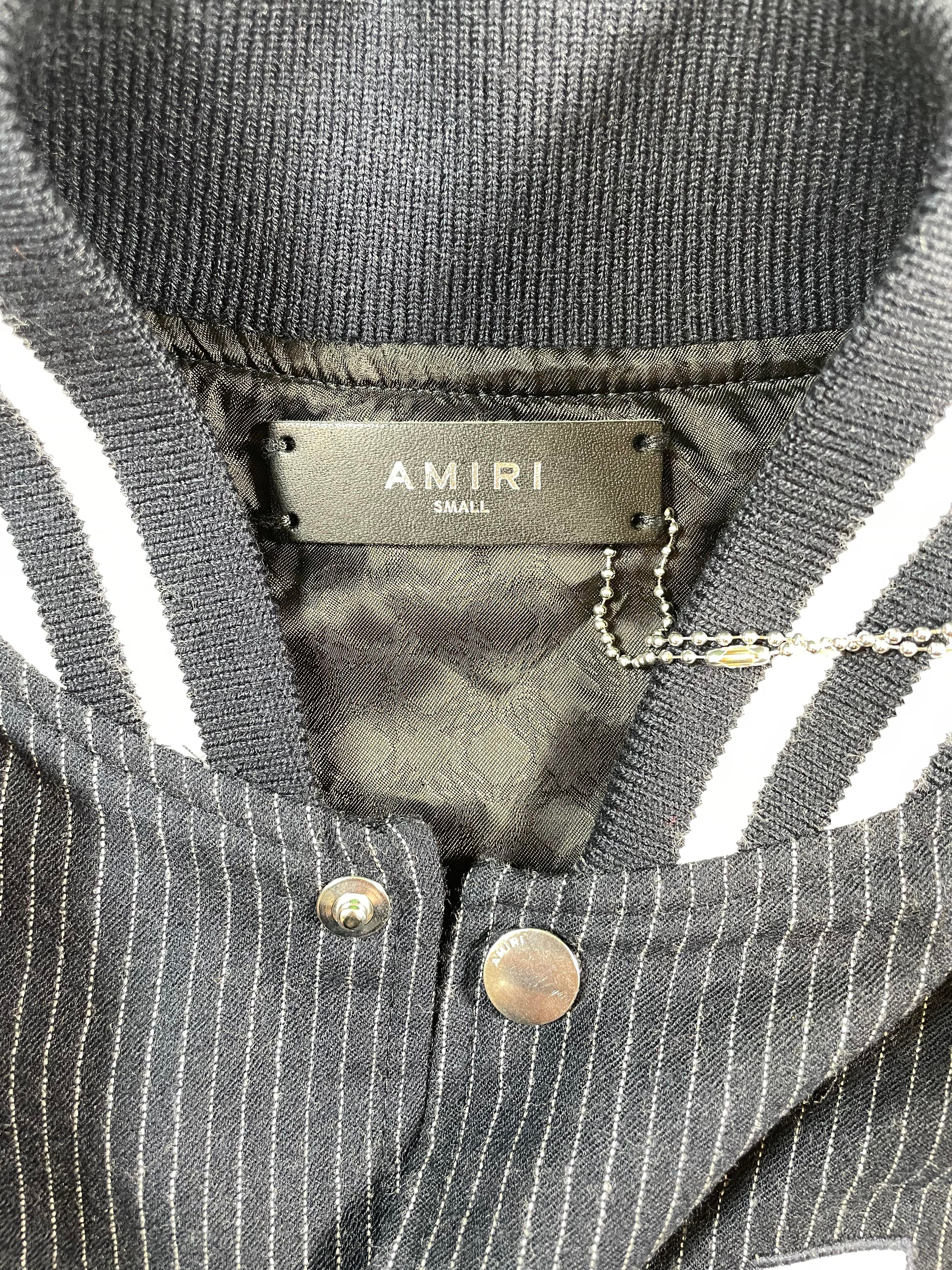 Amiri Hollywood MA Logo Navy Varsity Jacket