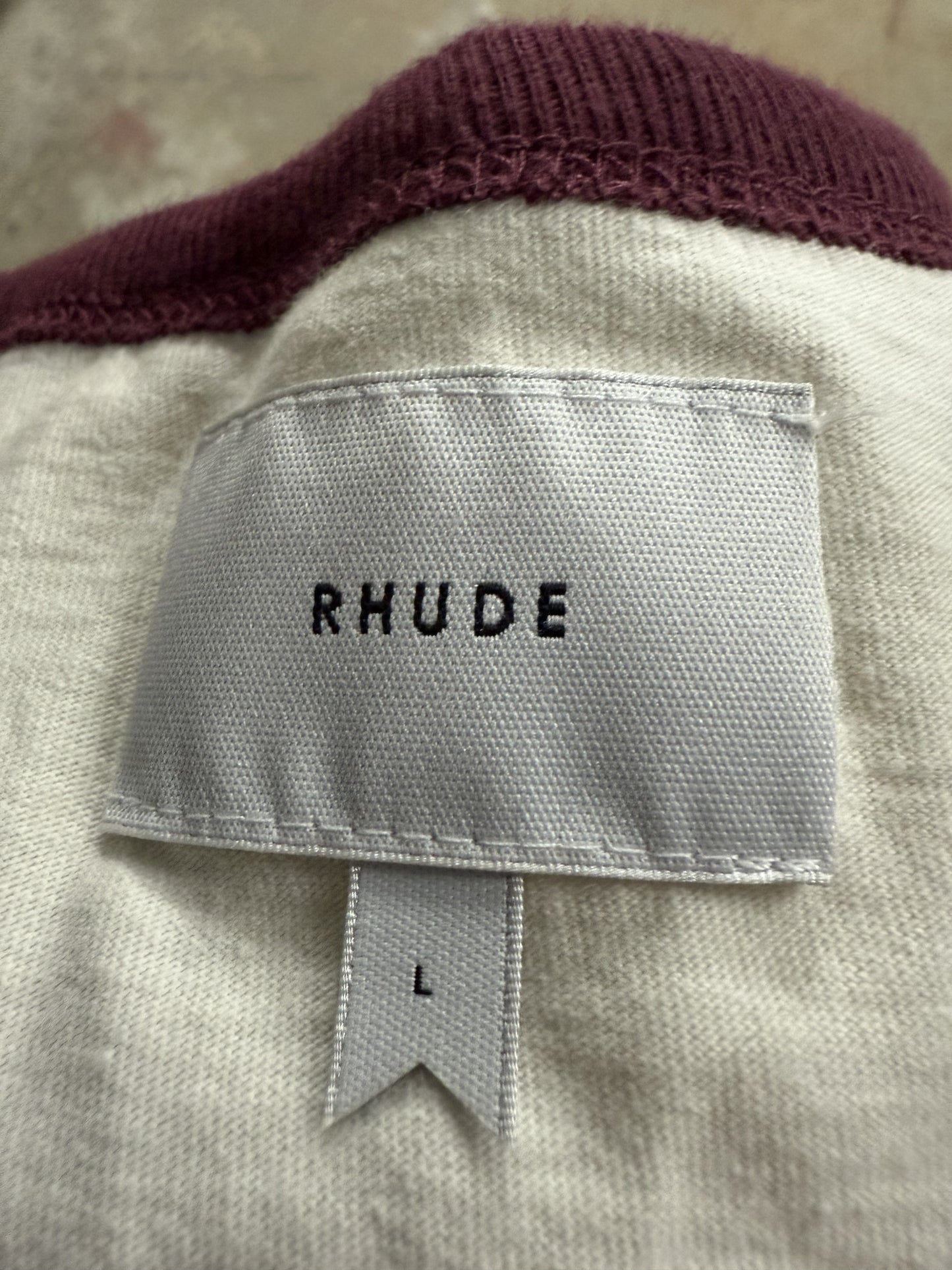 Rhude Tee Maroon White Large New