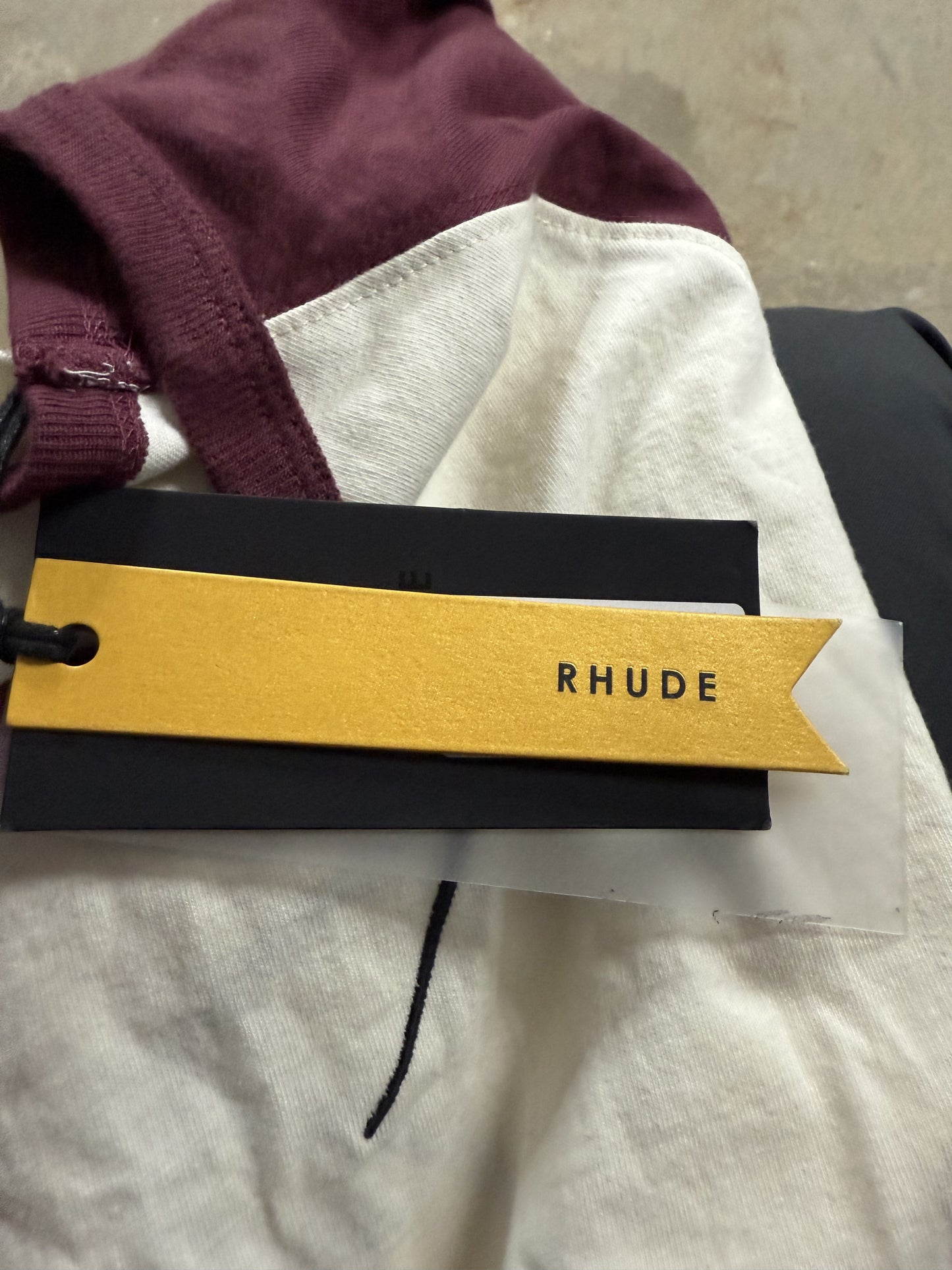 Rhude Tee Maroon White Large New