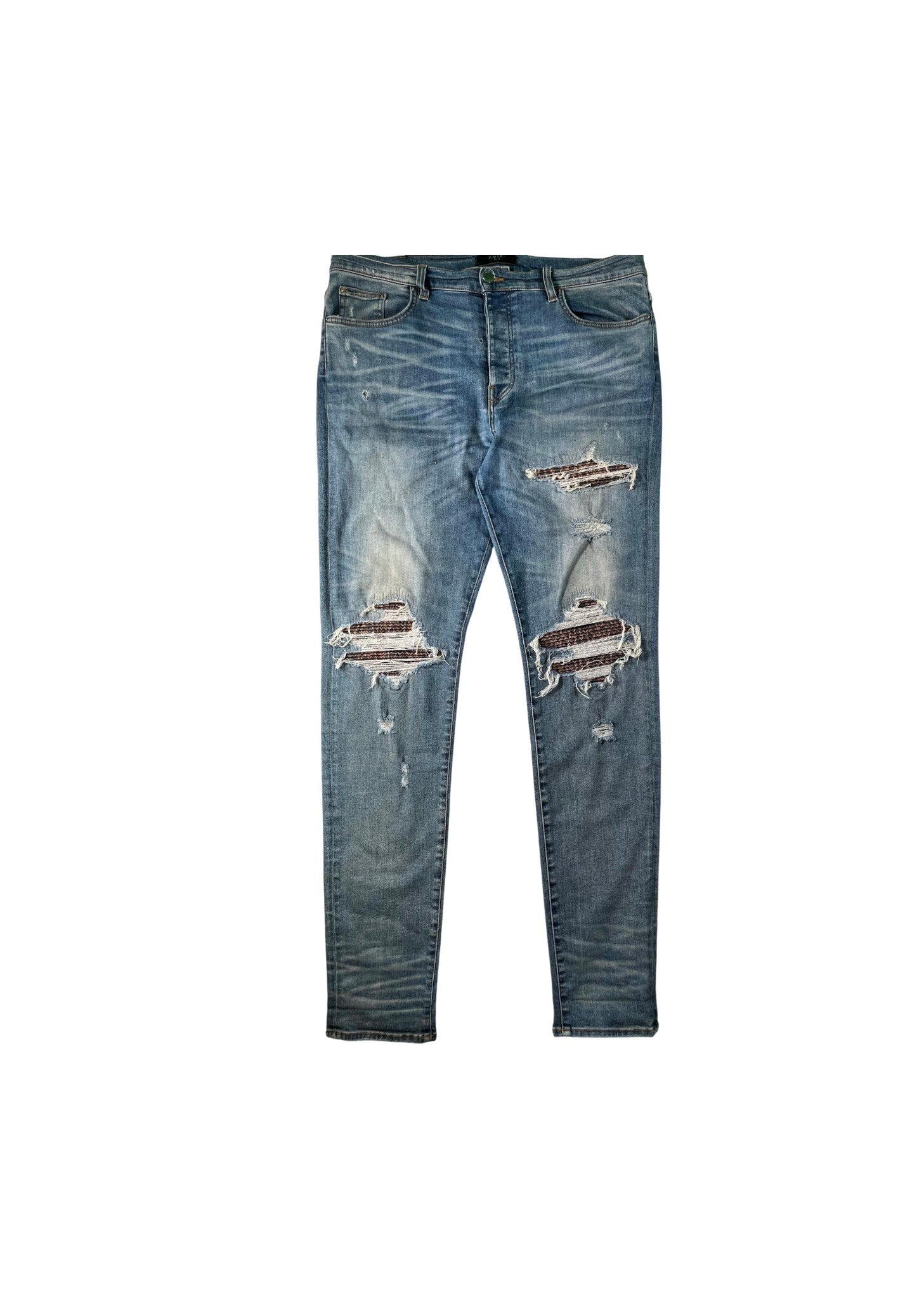 Amiri "MX1 Clay Patch" Light Wash & Black Jeans