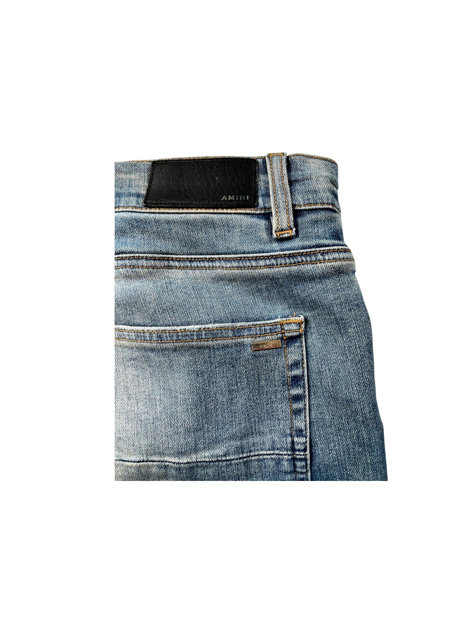 Amiri "MX1 Clay Patch" Light Wash & Black Jeans