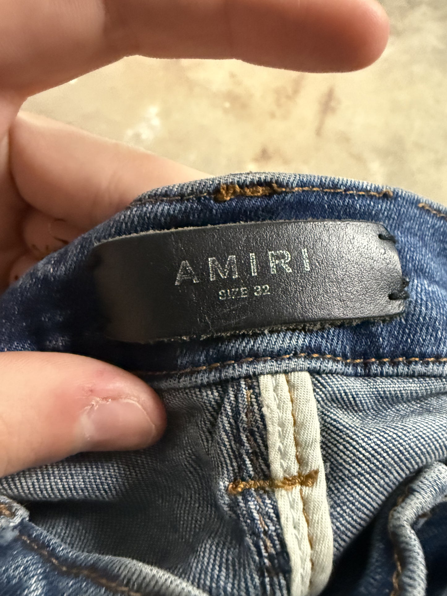 Amiri Jeans Thrasher White Stripe Used 32