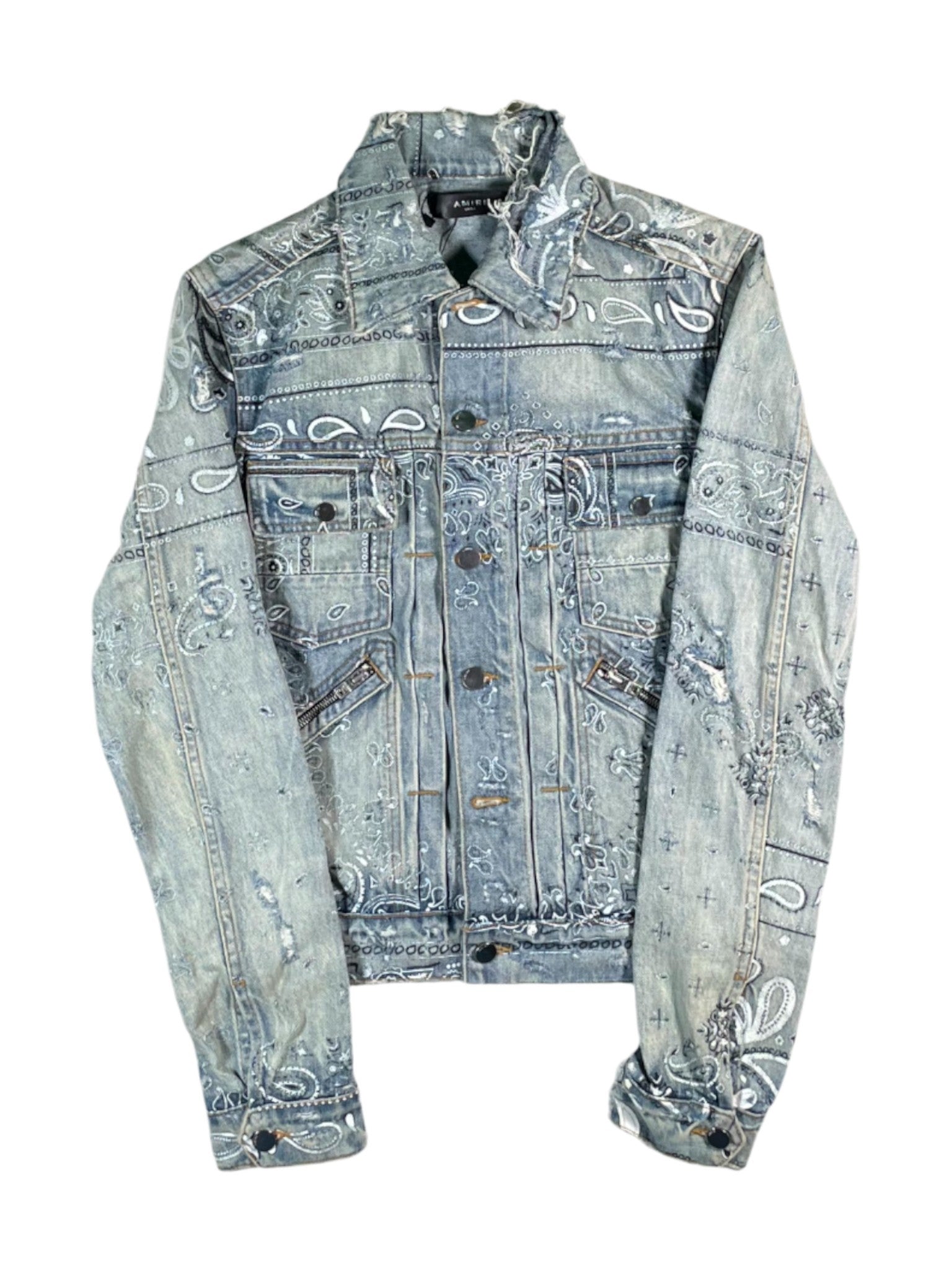 Amiri Paisley Denim Light Wash Jacket
