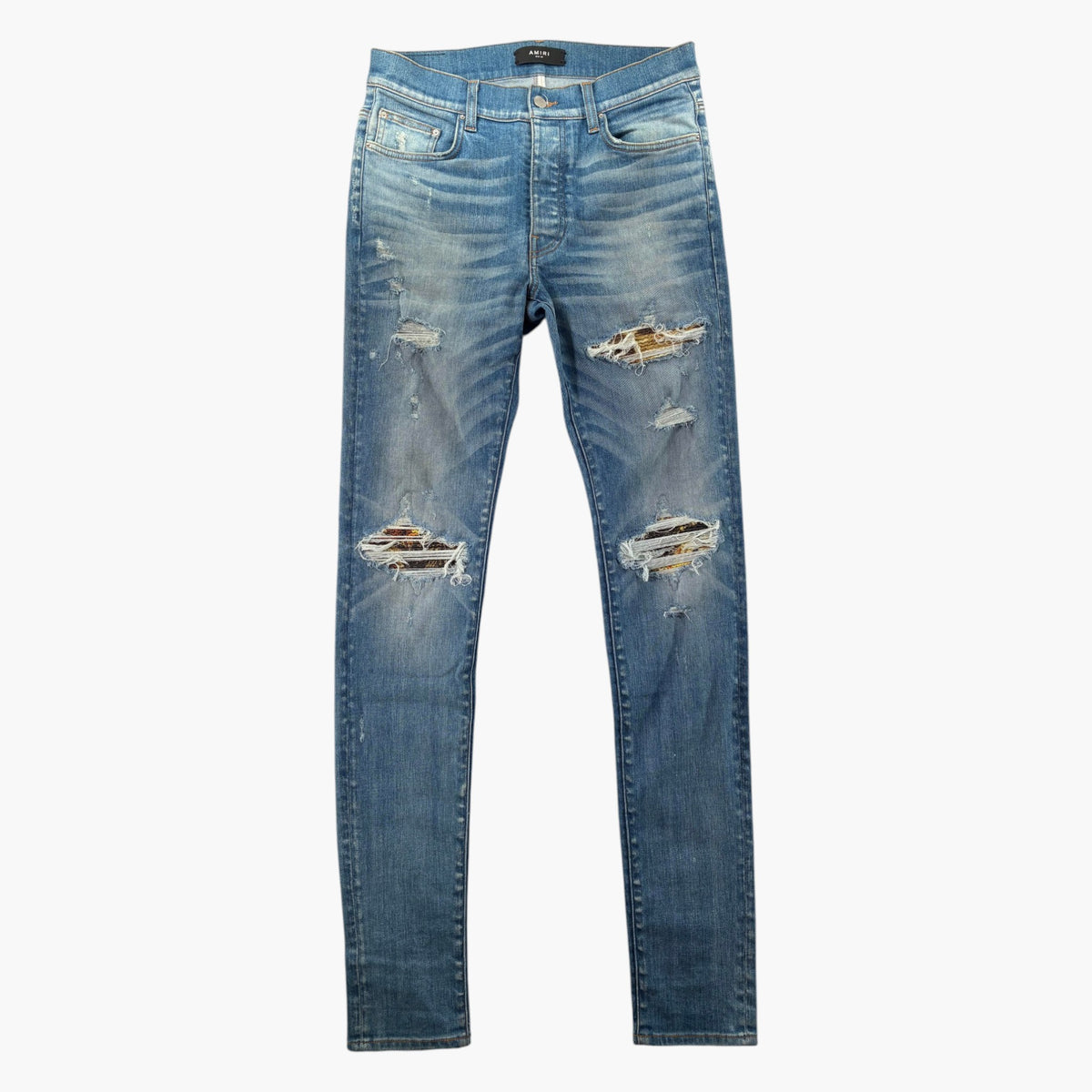 Amiri MX1 Aloha Patch Light Wash Jeans