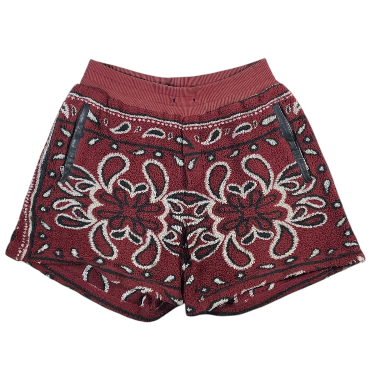 Amiri Bugundy Paisley Fleece Shorts