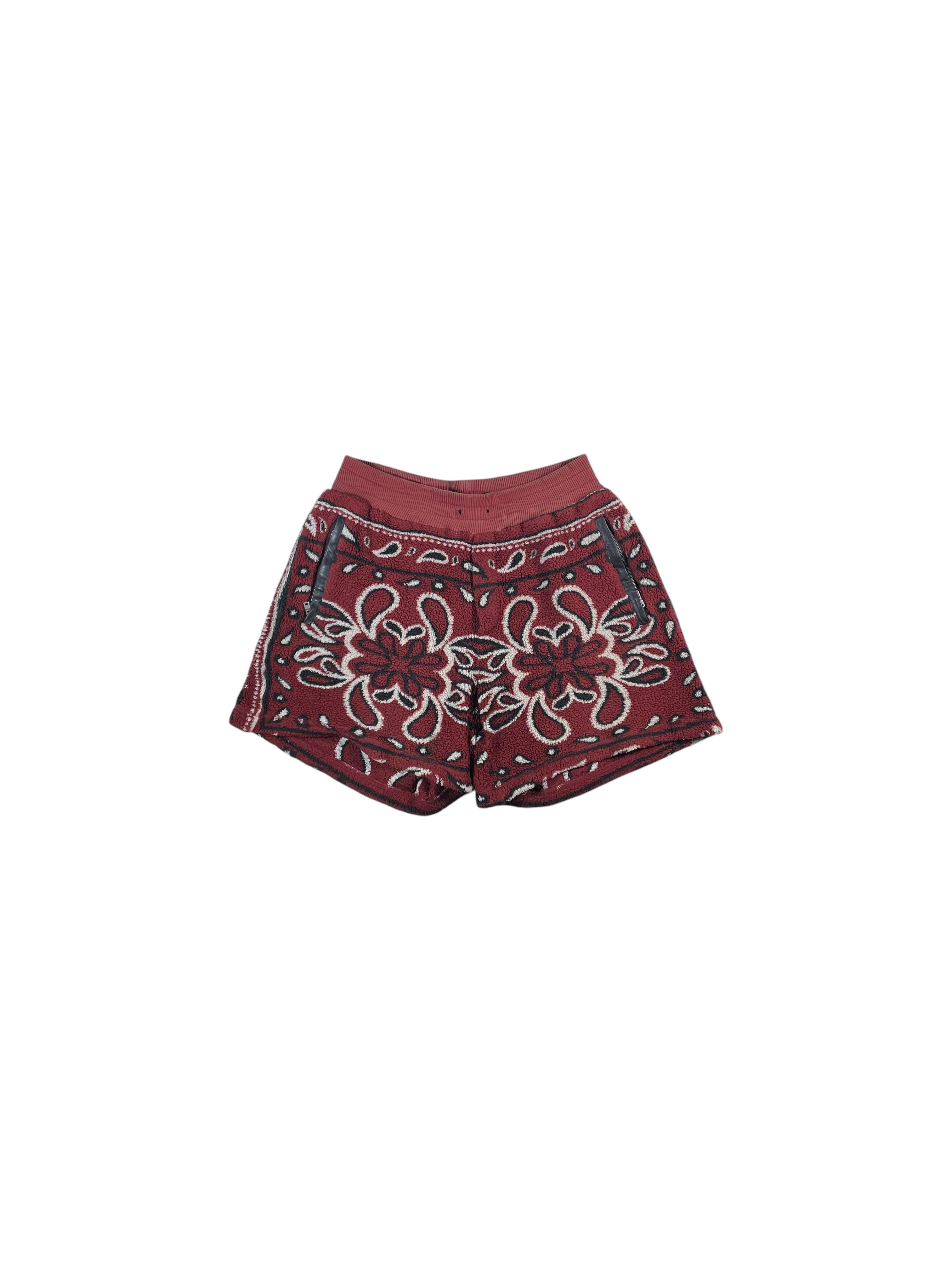 Amiri Bugundy Paisley Fleece Shorts