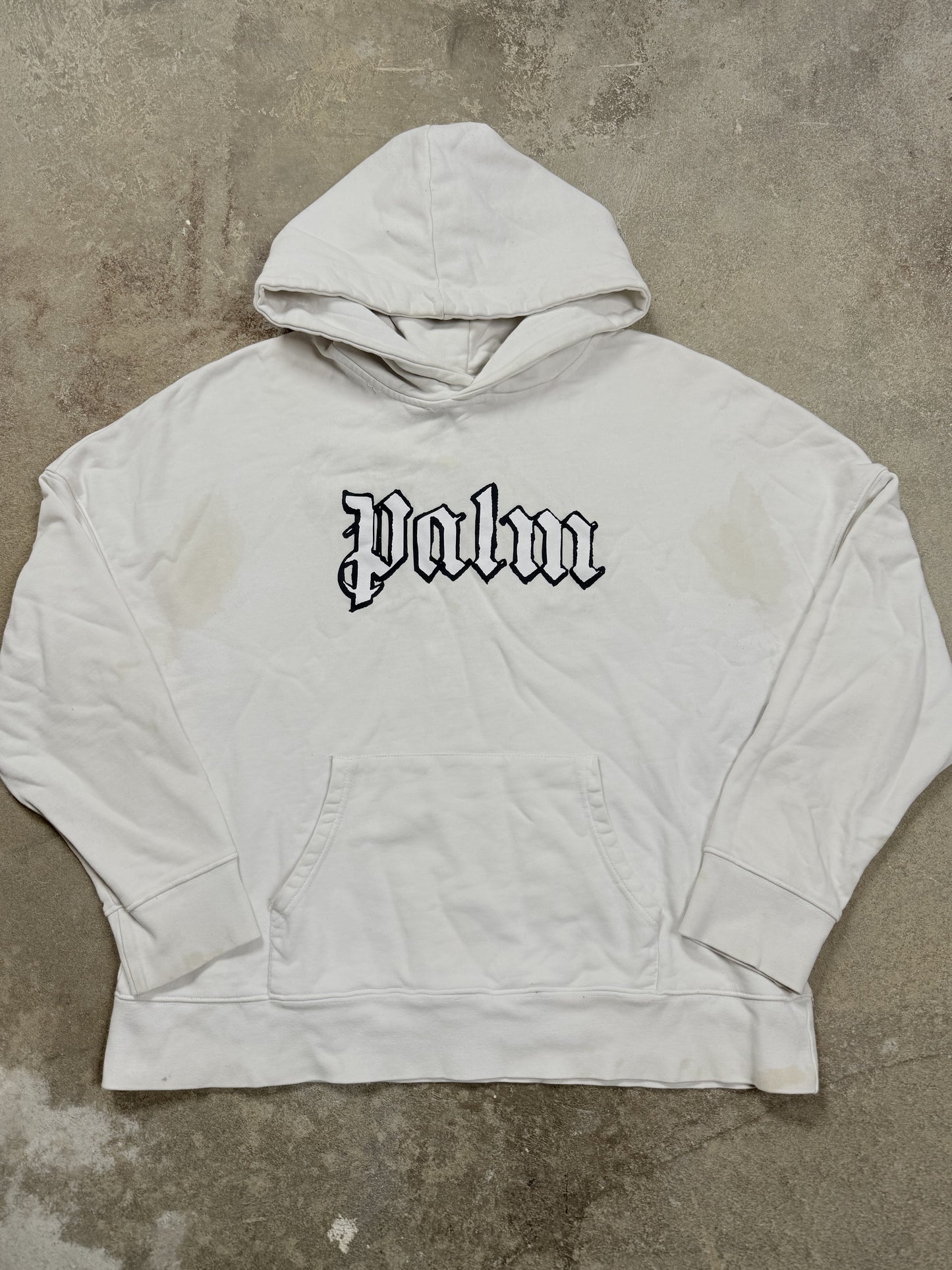 Palm Angels Hoodie White Chest Logo Used Large